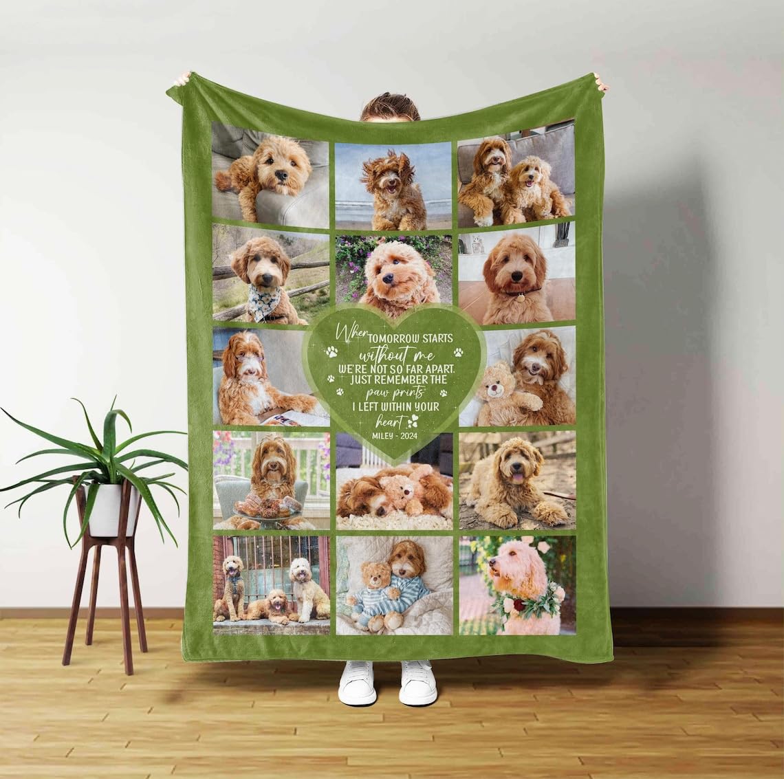 Custom Dog Photo Blanket, Personalized Pet Memorial Fleece Blanket Pet Loss, Custom Pet Photo Collage, Unique Gift For Parents P