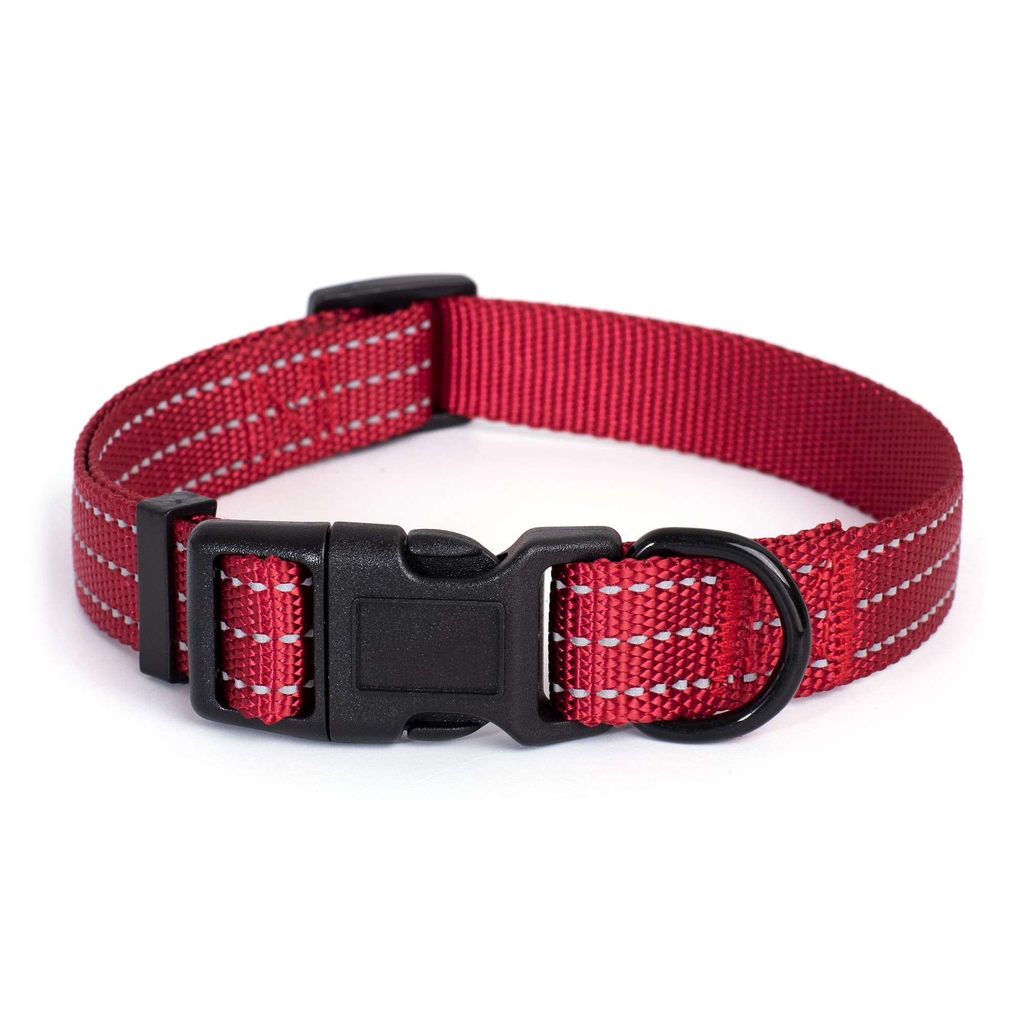 Mile High Life Dog Collar | Nylon Reflective Dog Collars | Light Weight Puppy Collars | Red Dog Collars For Small Dogs (Solid Re