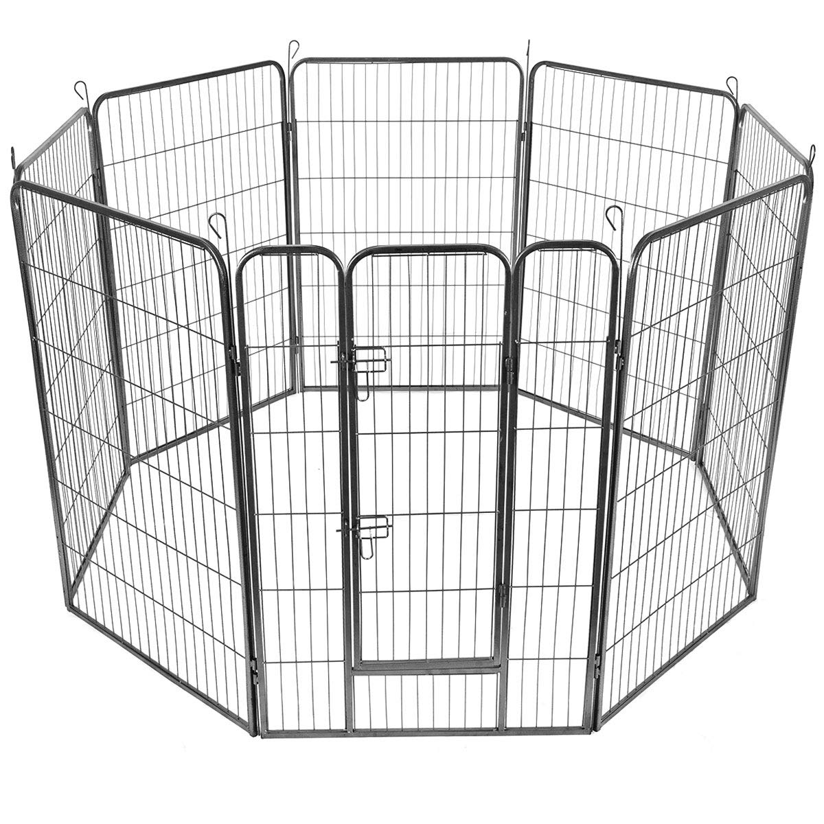 Giantex 16/8 Panel Pet Playpen with Door, Foldable Dog Exercise Pen, Portable Configurable Cat Chicken Rabbit Fence Outdoor Outd