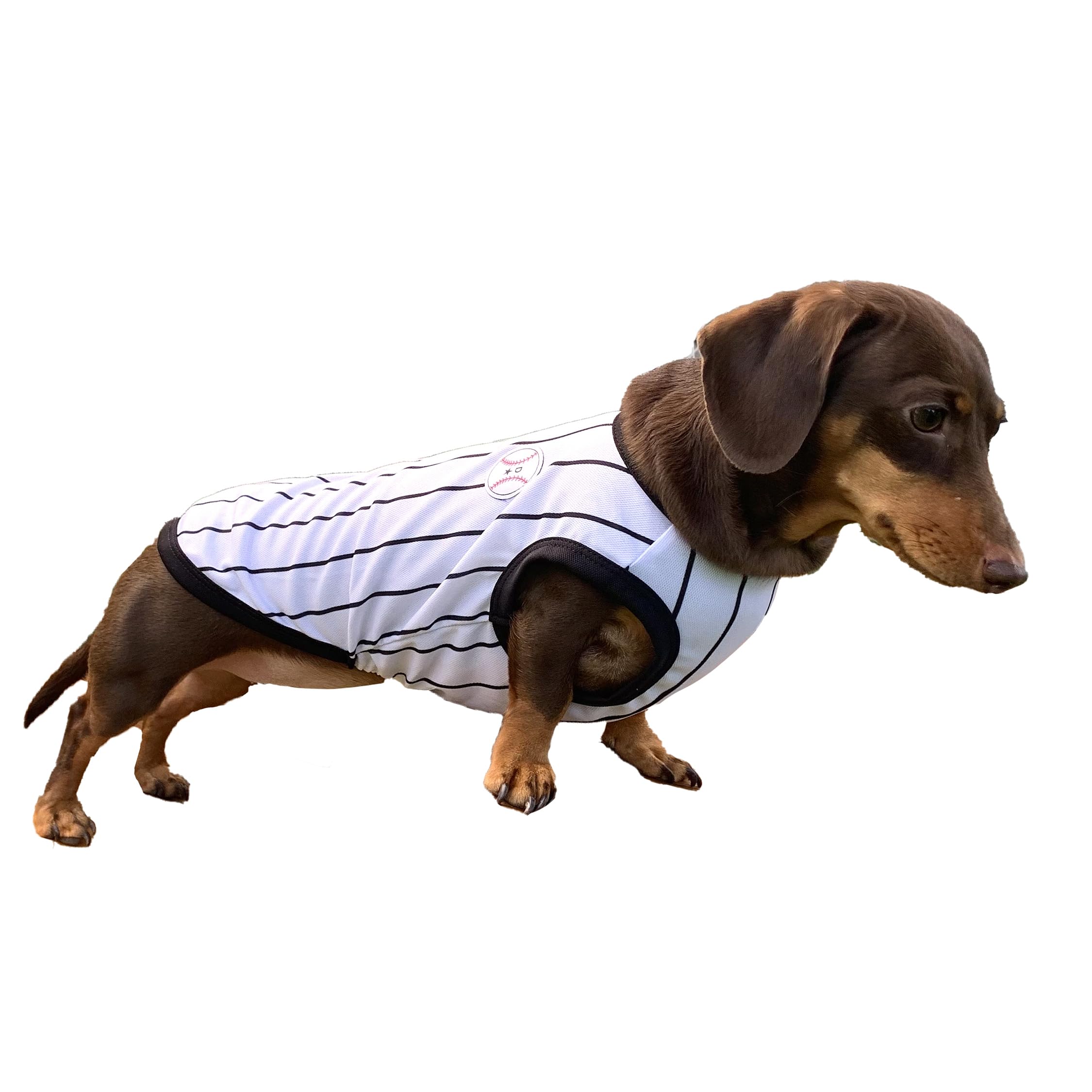 D Doggy Star Dachshund Clothes For Dogs Baseball Mini And Adults T Shirts (S,Baseball Black)