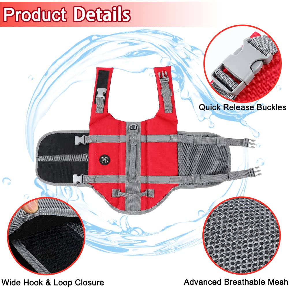 Emust Pet Life Jackets, Dog Life Vests For Swimming, Beach Boating With High Buoyancy, Dog Flotation Vest For Small/Medium/Large