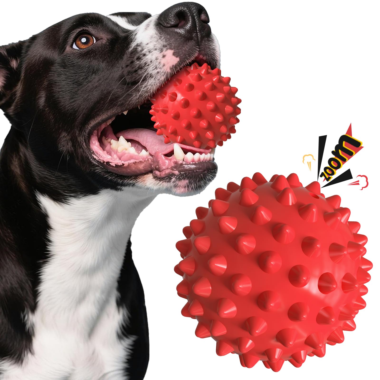 Kspups Durable Squeaky Dog Ball Toy For Aggressive Chewers  Tough Rubber Chew Toy For Large & Medium Breed Dogs, Pitbulls, And 