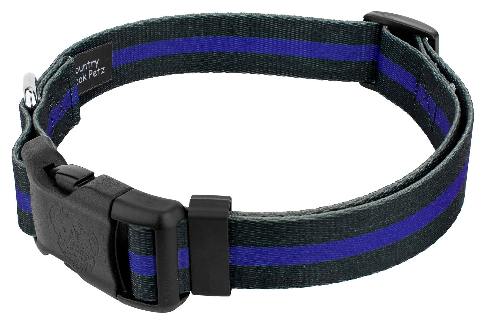 Country Brook Petz - Deluxe Thin Blue Line Dog Collar - Made In The U.S.A. - Camouflage Collection With 16 Rugged Designs (1 Inch, Large)