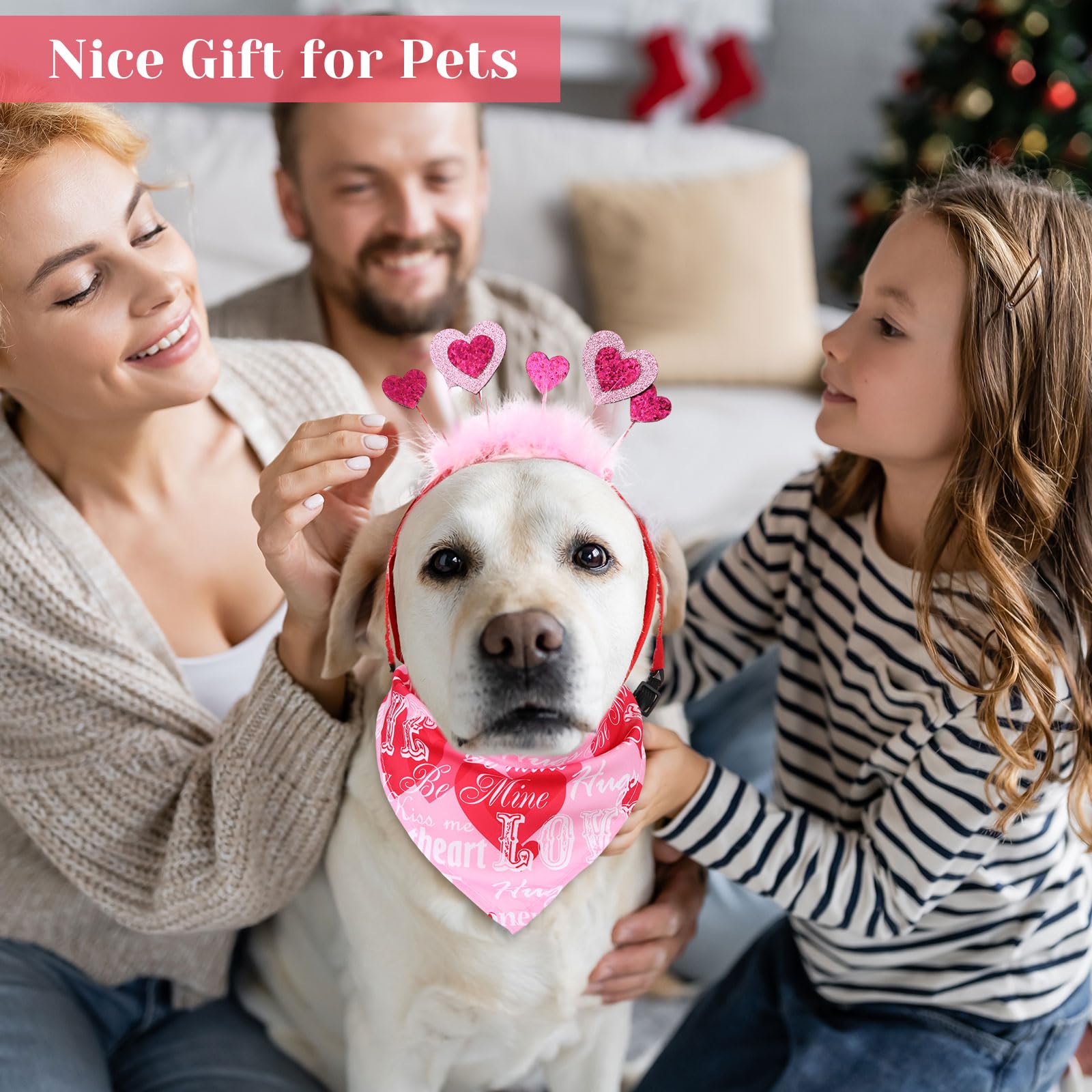 Wavwavw 18 Pcs Valentines Day Dog Headband Red Love Hearts Cute Dog Bandanas Costume Triangle Pet Scarf Adjustable Head Bopper H