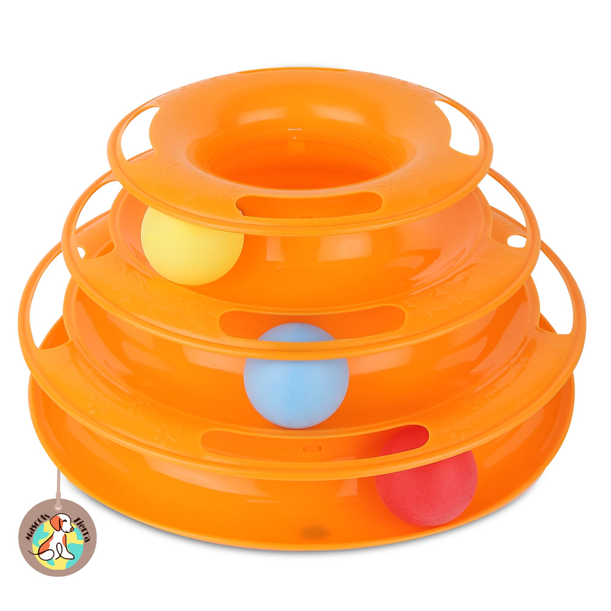 Mascots Tierra Cat Ball Wheel Track Tower Interactive Toy With Moving Colorful Balls 3 Level Kitty Toys Roller For Run Exercis