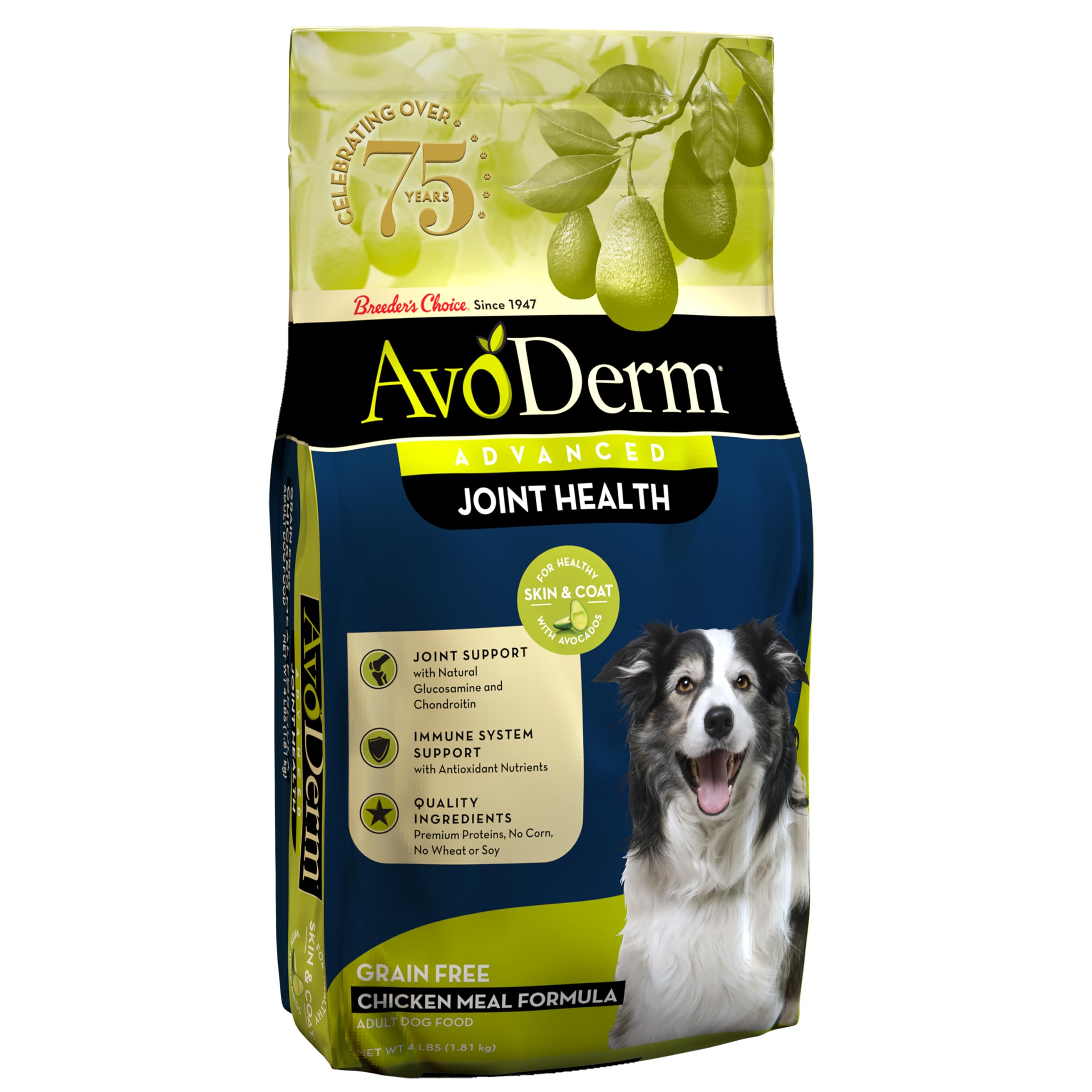 AvoDerm Natural Advanced Joint Health Chicken Meal Formula - Grain Free Adult Dry Dog Food 4 lb