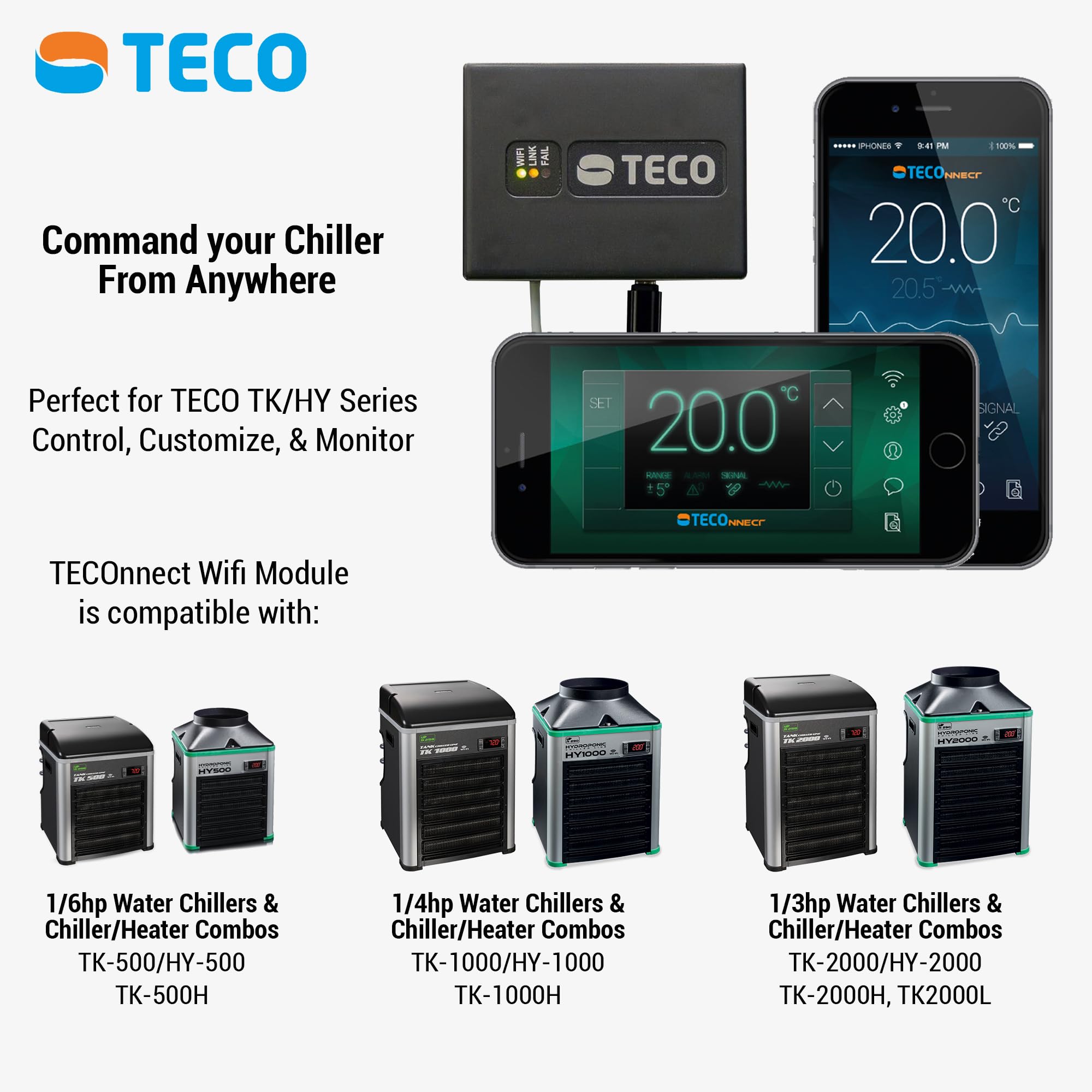 TECO TECOnnect WiFi Module for Water Chillers - Remote Monitoring & Alerts, Black, Model TECONNECT