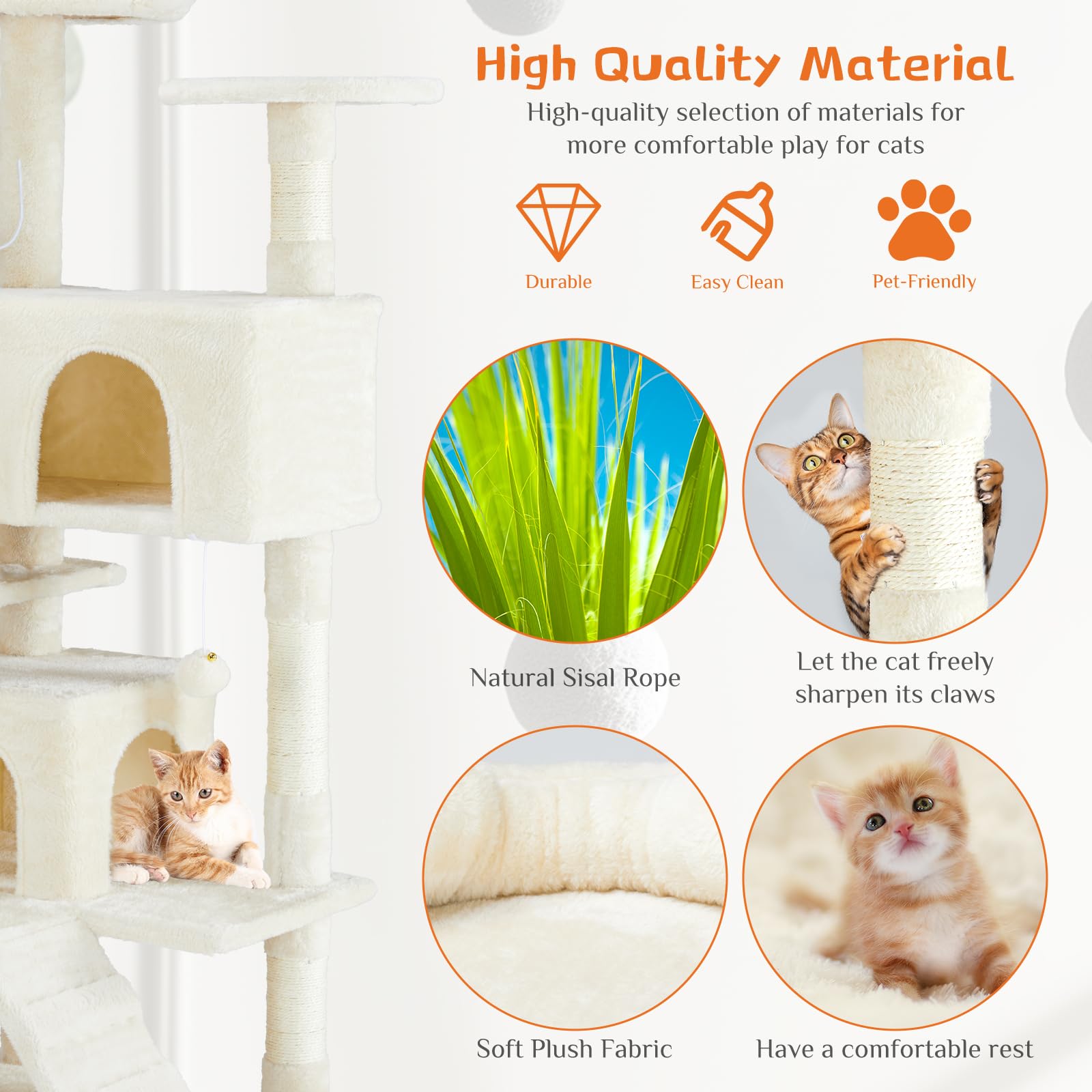 Sweetcrispy 54-Inch Cat Tree Tower - Multi-Level With Sisal Scratching Post, Perfect Pet Gift, Indoor Condo With Climbing Ladder