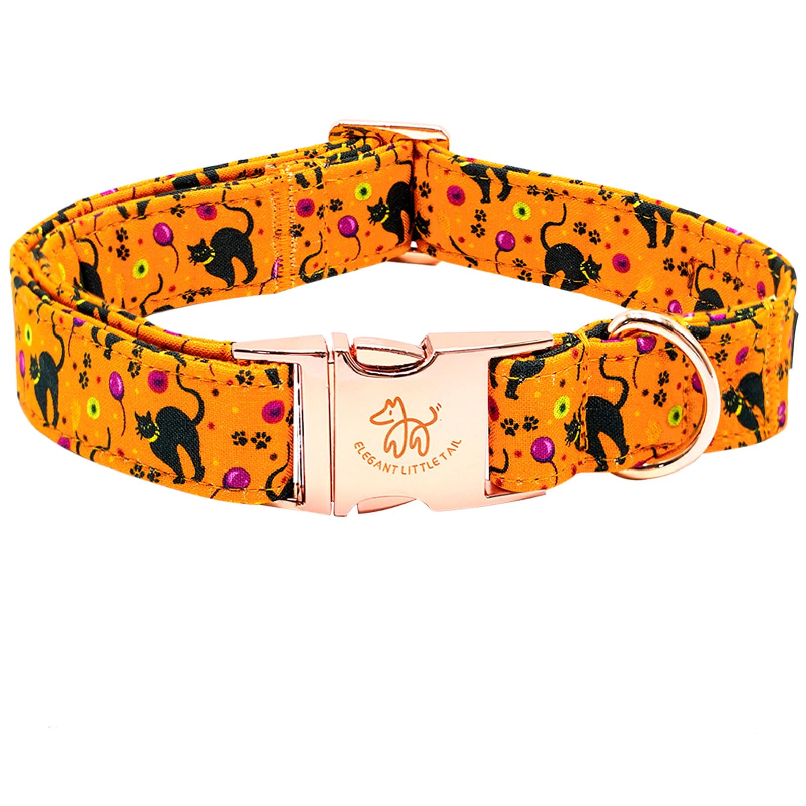 Elegant Little Tail Dog Collar, Halloween Dog Collar Cat Print Pet Collar Dog Girl Boy Pet Collar Puppy Collar Cotton With Metal