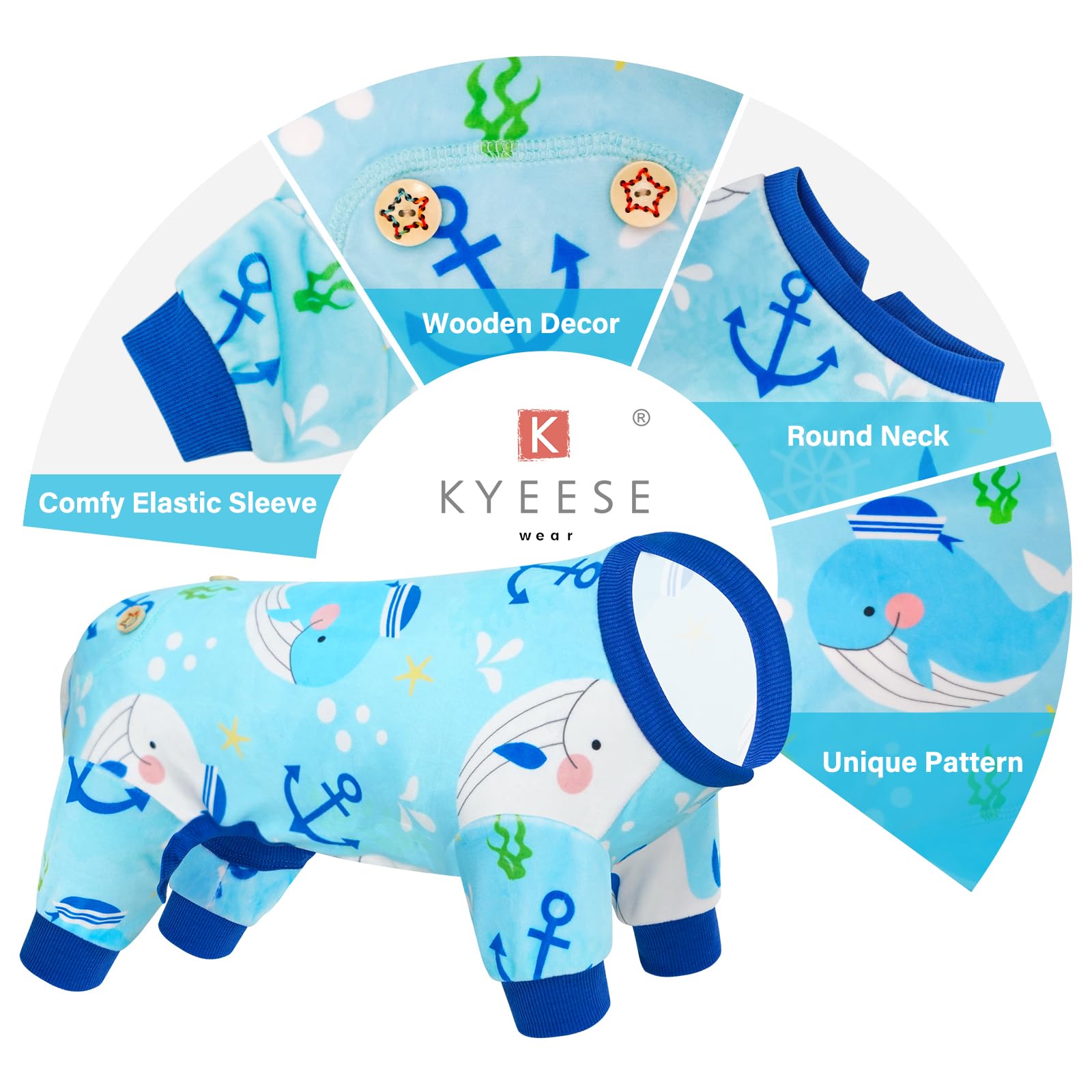 Kyeese Dog Pajamas Whale Cat Clothes Stretchy Dog Surgery Recovery Suit Dog Body Suits After Surgery Dog Onesie Dog Coat Dog Pajamas For Small Dogs Dog Costume Dog Clothes Small Dog Pajamas