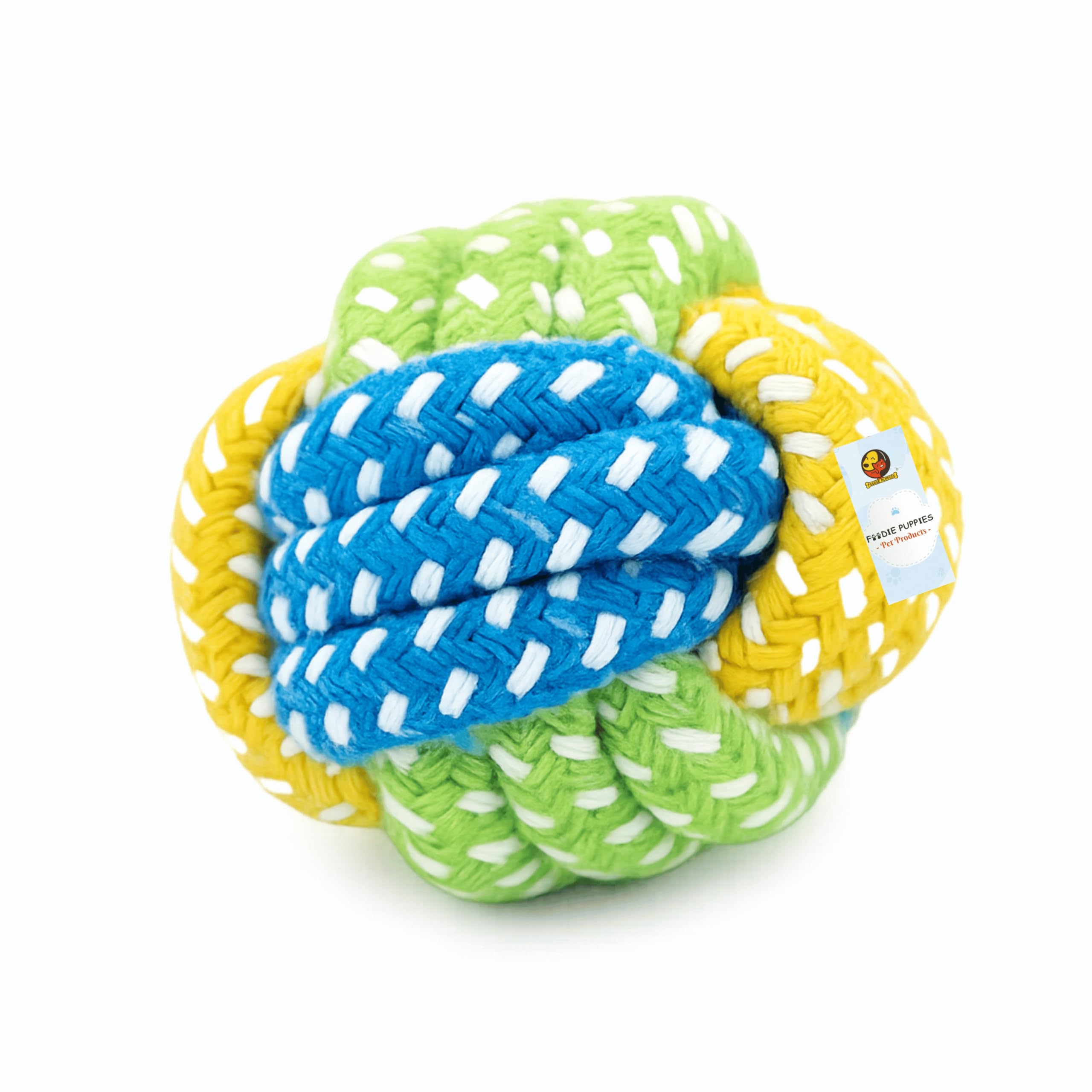 Foodie Puppies Dog Rope Ball Toy For Dogs And Puppies | Pure Cotton, Strong Braided And Chew Safe Rope Toy | Teething, Chewing, 
