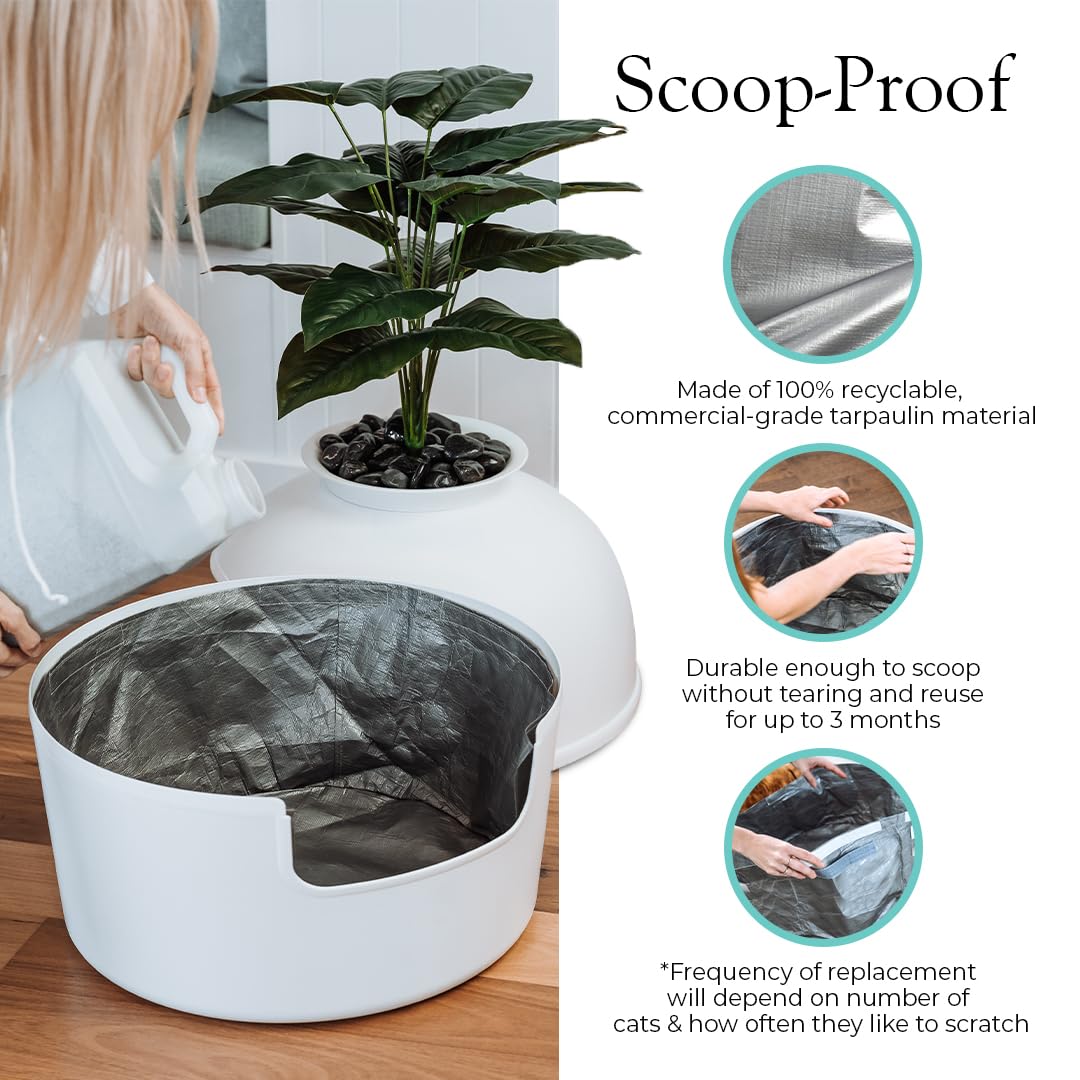 Reusable Litter Box Liners by Bundle & Bliss, 3-Pack - Easy to Clean, Non-Slip Litter Liners For Secret Litter Box - Durable Des