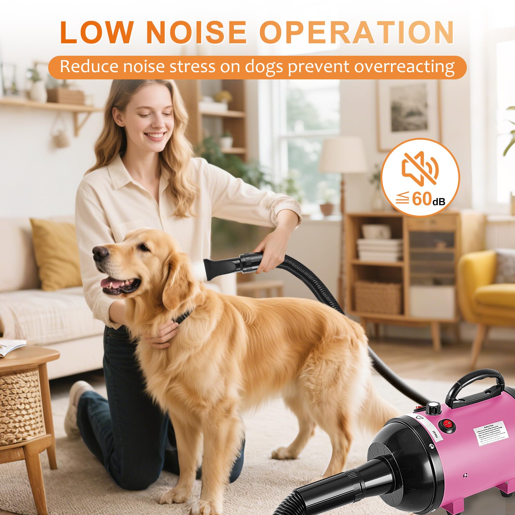 Nestroad Dog Dryer High Velocity Dog Hair Dryer,4.3Hp/3200W Dog Blower Grooming Force Dryer With Stepless Adjustable Speed,Profe