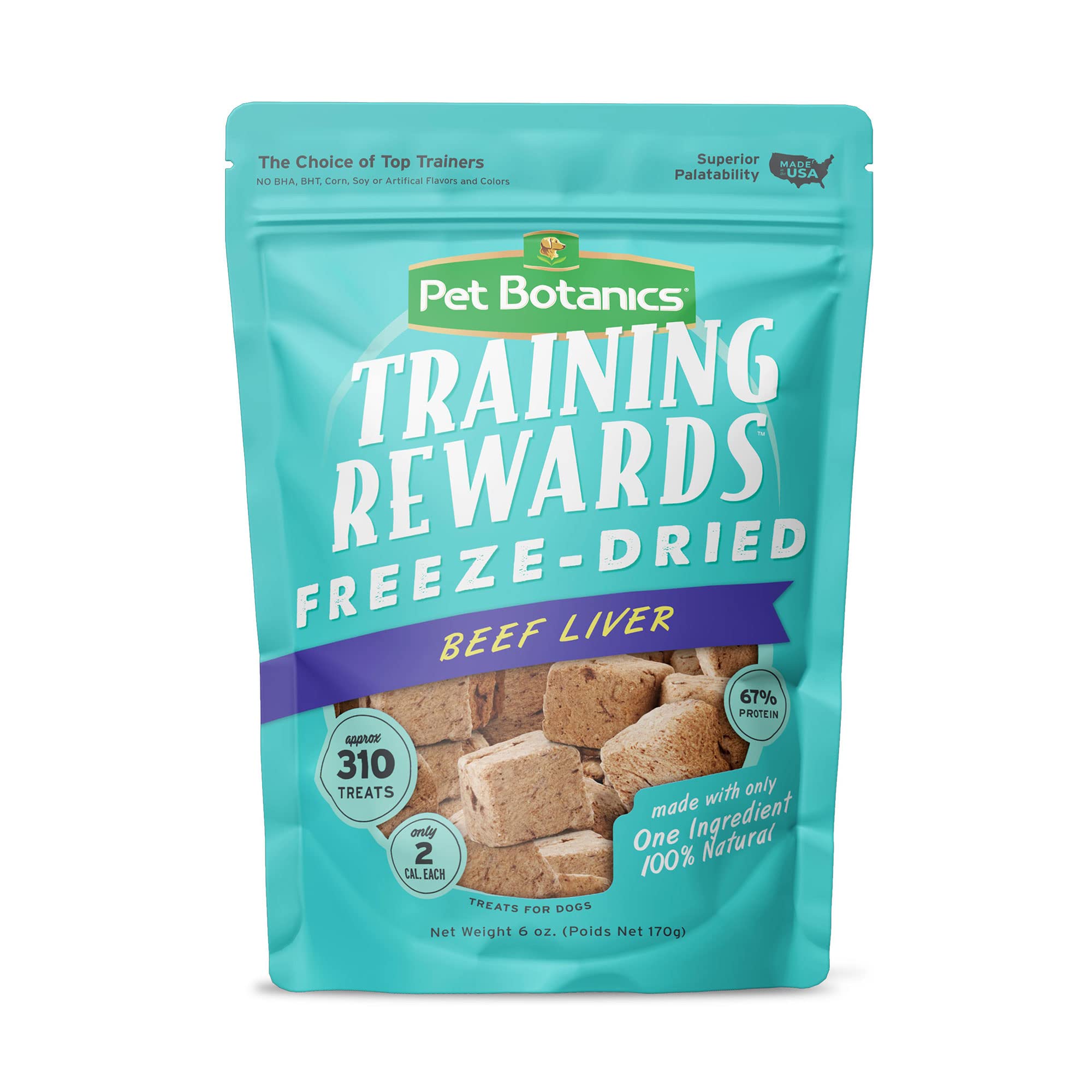 Pet Botanics 6 Oz. Pouch Training Reward Freeze Dried, Beef Liver Flavor, with 310 Treats Per Bag, The Choice of Top Trainers
