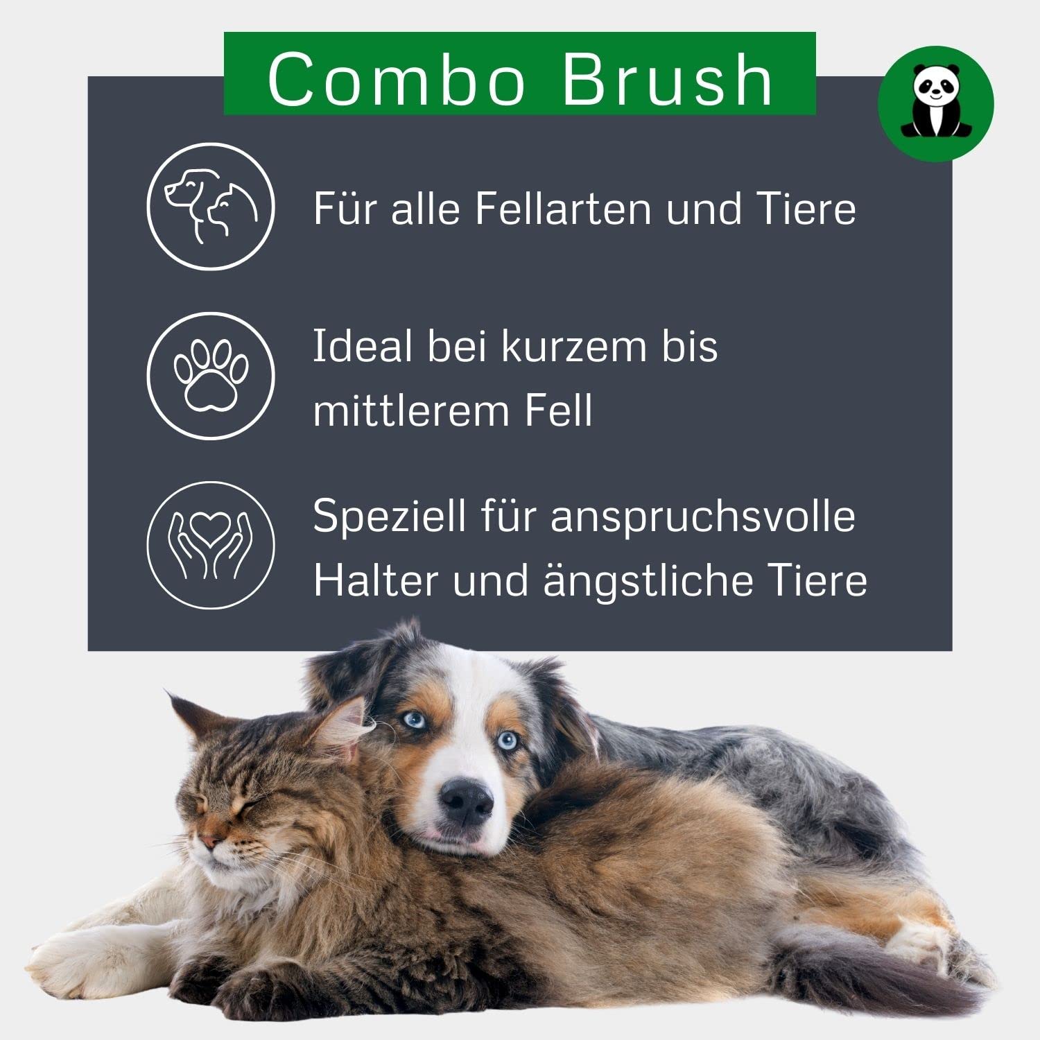 Bamboo Groom Combo Brush With Bristles & Stainless Steel Pins For Pets, Large