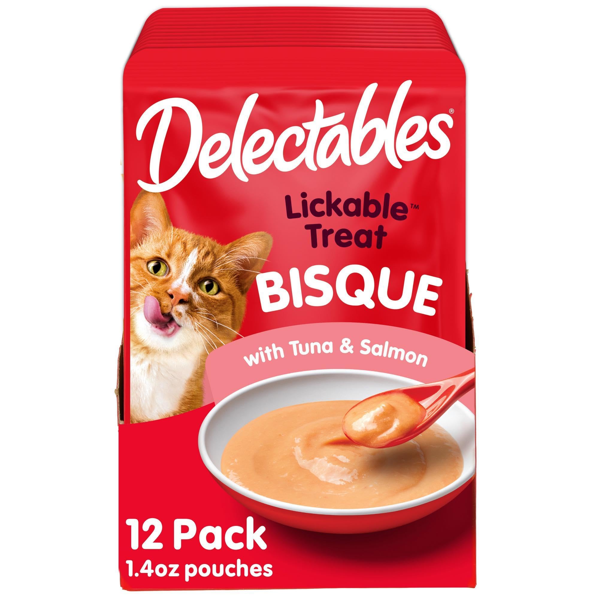 Hartz Delectables Bisque Tuna & Salmon Lickable Wet Cat Treats, 12 Count