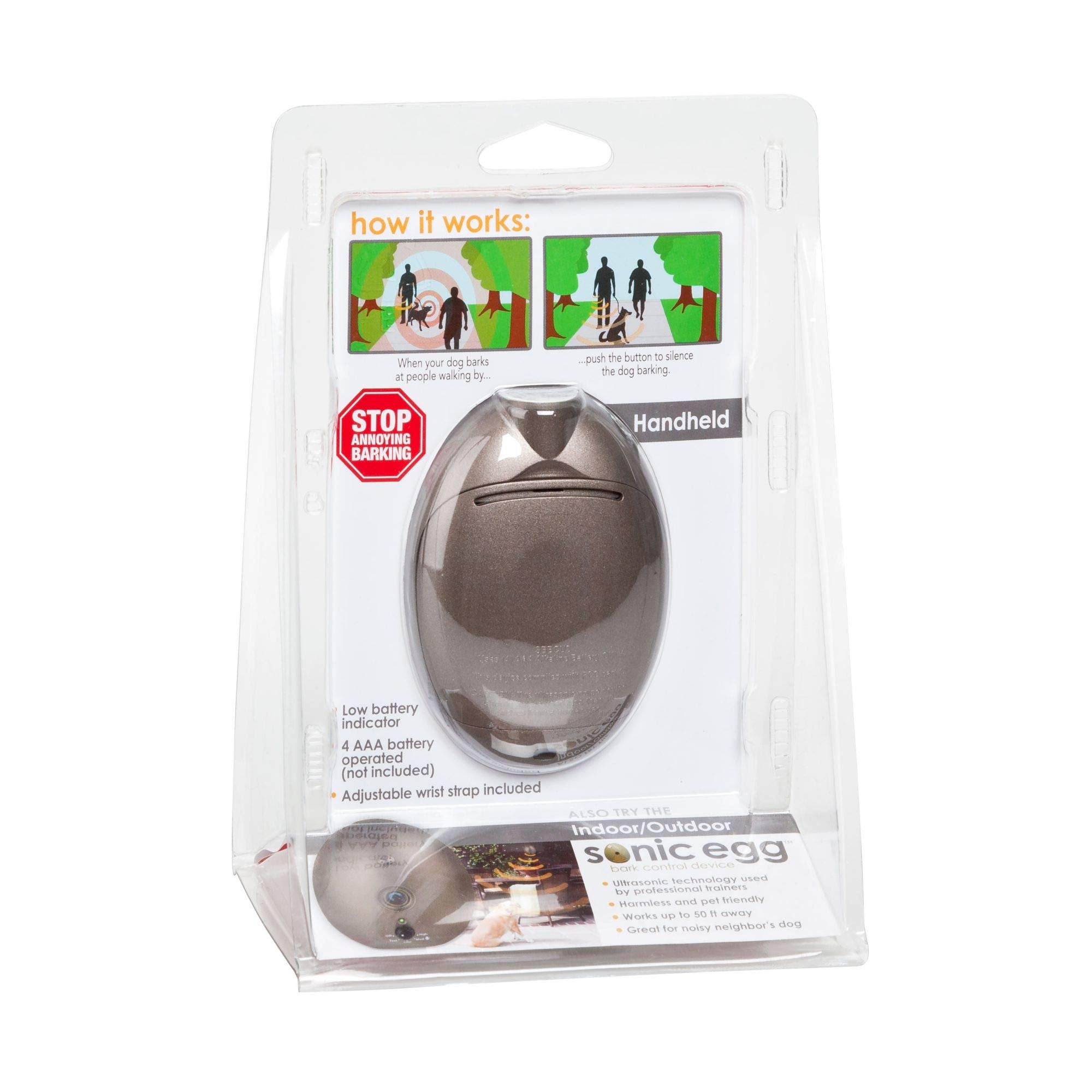 Sunbeam Little Sonic Egg Handheld Ultrasonic Bark Control Device, Gold