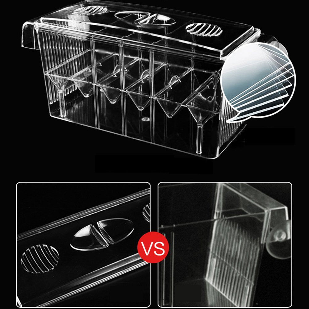 4 Rooms Hd Fish Breeding Box Aquarium Breeding Box, Breeder Box For Fish Tank, Double Hatching Incubator Isolation Box For Guppy Baby Fish Hatchery