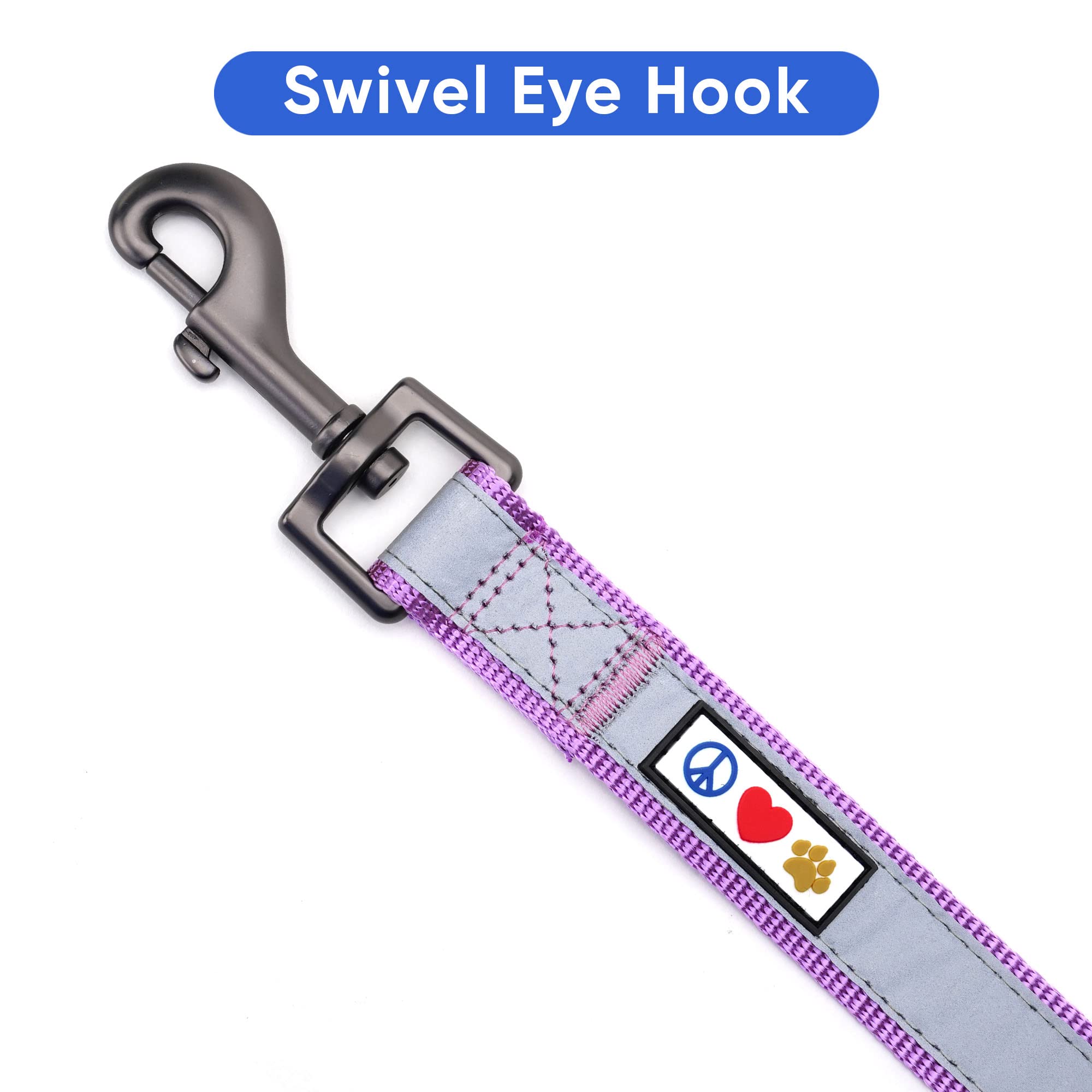 Pawtitas 6 Ft Padded Dog Leash With Comfortable Neoprene Padding Handle - Purple Lead | Medium Reflective Dog Leash With Highly Reflective Band Perfect For Medium And Large Dogs And Puppies.