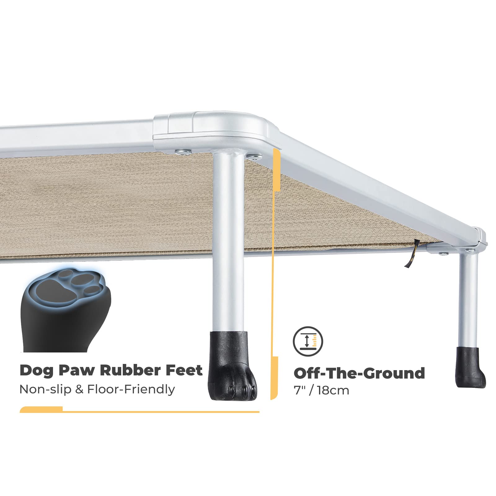 Veehoo Cooling Outdoor Elevated Dog Bed - Chewproof Raised Dog Cots Bed For Large Dogs, Washable Pet Platform With Non-Slip Feet
