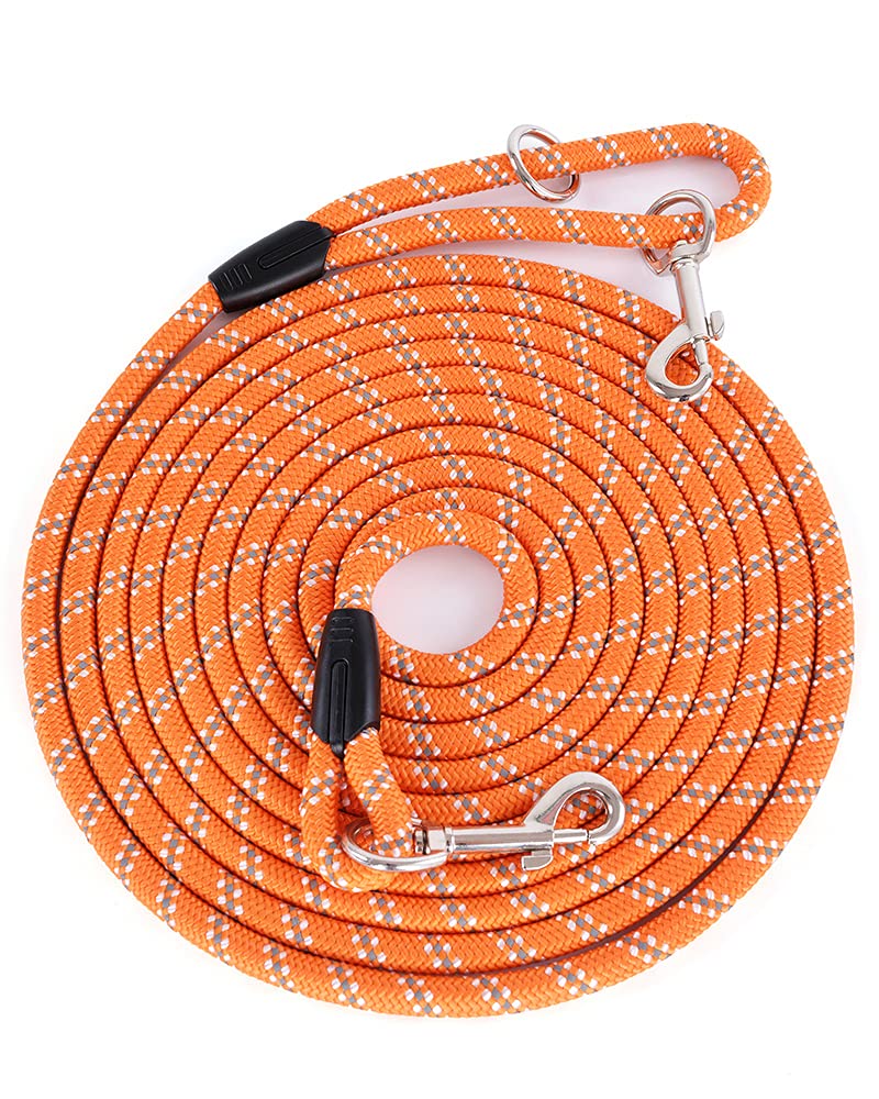 Long Dog Rope Leash For Dog Training 16Ft/30Ft/50Ft/100Ft, Reflective Threads Check Cord Recall Training Agility Lead , Heavy Du