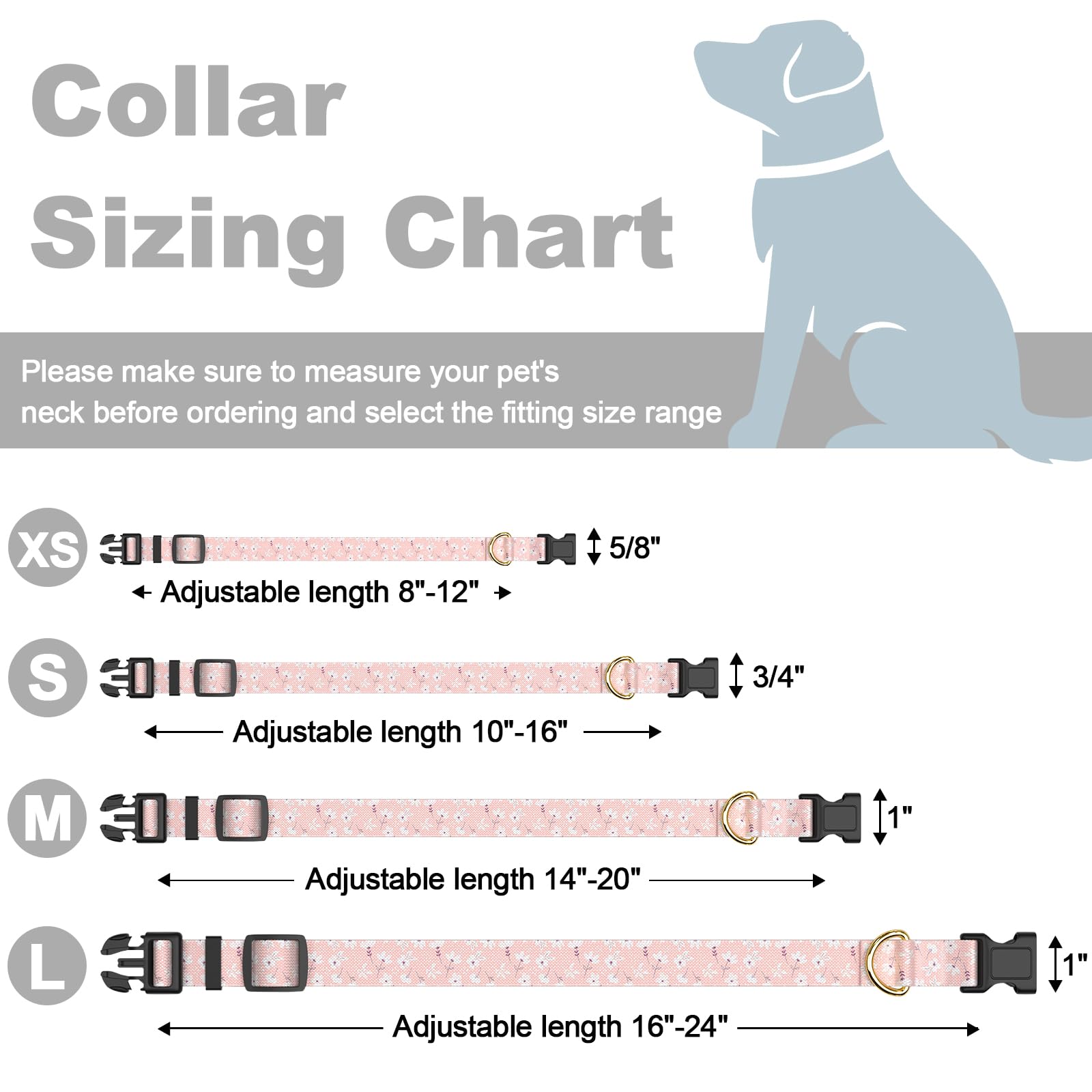 Rnivvi Dog Collar For Small Dogs, Cute Floral Heavy Duty Adjustable Puppy Collar With Quick Release Buckle For Girl & Female, Pe