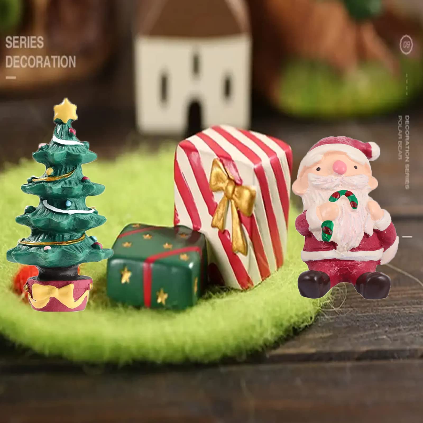 BicVaken 3 Pcs Christmas Aquarium Decoration - Cute Resin Ornament Fish Tank Decoration, Santa Christmas Tree Statue Supplies fo