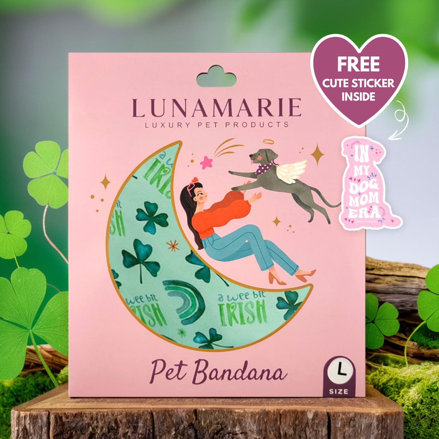 Lunamarie - Luxury Pet Birthday Bandanas -Premium & Silky Poly Fabric | 100% Handmade | Custom Shape Dual Layered (A Wee Bit Iri