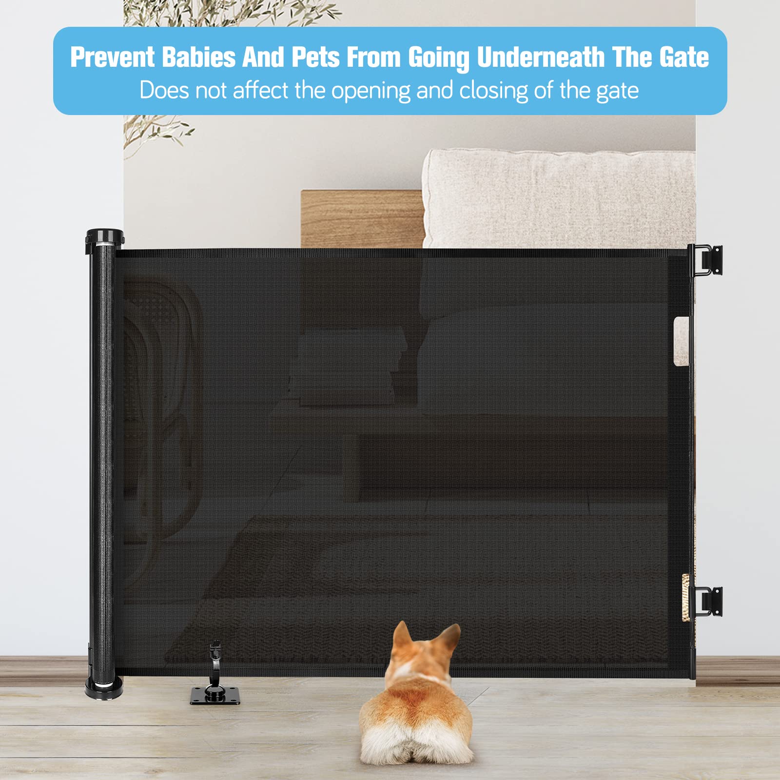 Mesh Dog Gate Floor Adhesive Hooks 2-Pack No Drilling Retractable Baby Gates Hooks Prevent Babies and Pets from Going Under The