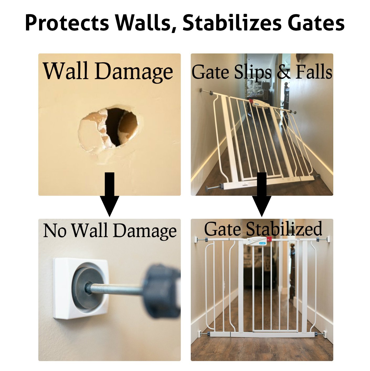 Wall Nanny Mini Baby Gate Wall Protector - 4 Pack, White, Pressure Mounted, Protects Walls & Doorways, Ideal for Pets & Kids, Made in USA