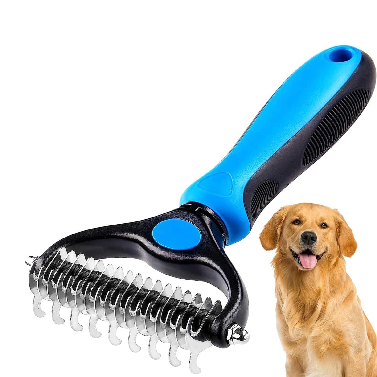 Emily Pets Grooming Tool 2 Sided Undercoat Rake For Dogs & CatsSafe And Effective Dematting Comb For Mats & Tangles RemovingN