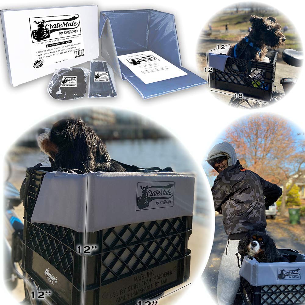 RuffLyfe DIY Crate Conversion/Bike Dog Carrier Package (Crate NOT Included) Padded Liner is 2 Sizes in One + 4 Point Safety Harn