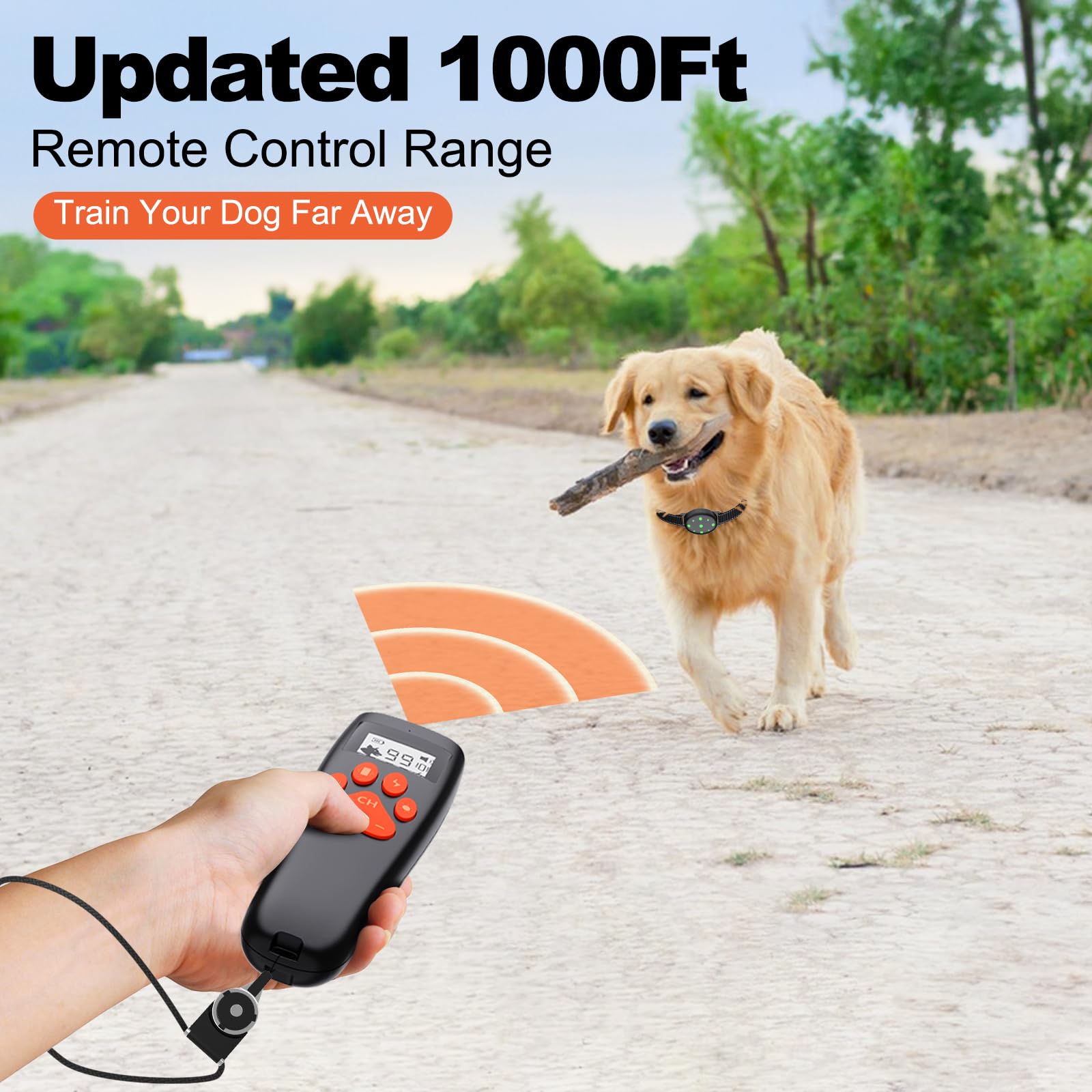 Shock Collar, Rechargeable Electric Dog Training Collar, 1000Ft Remote Range Dog Training Collar With Beep Vibration And Shock,