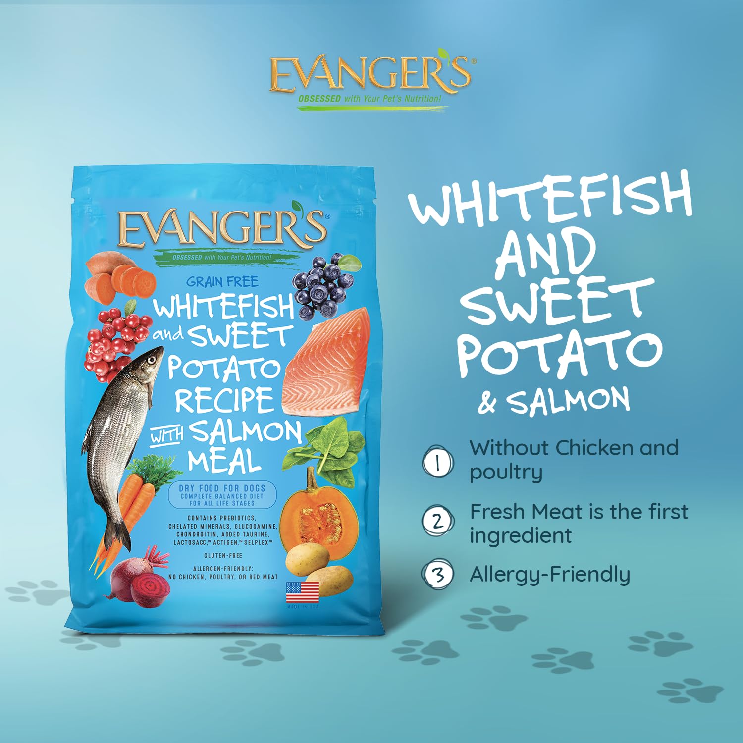 Evangers Grain-Free Whitefish & Sweet Potato with Venison Dry Dog Food