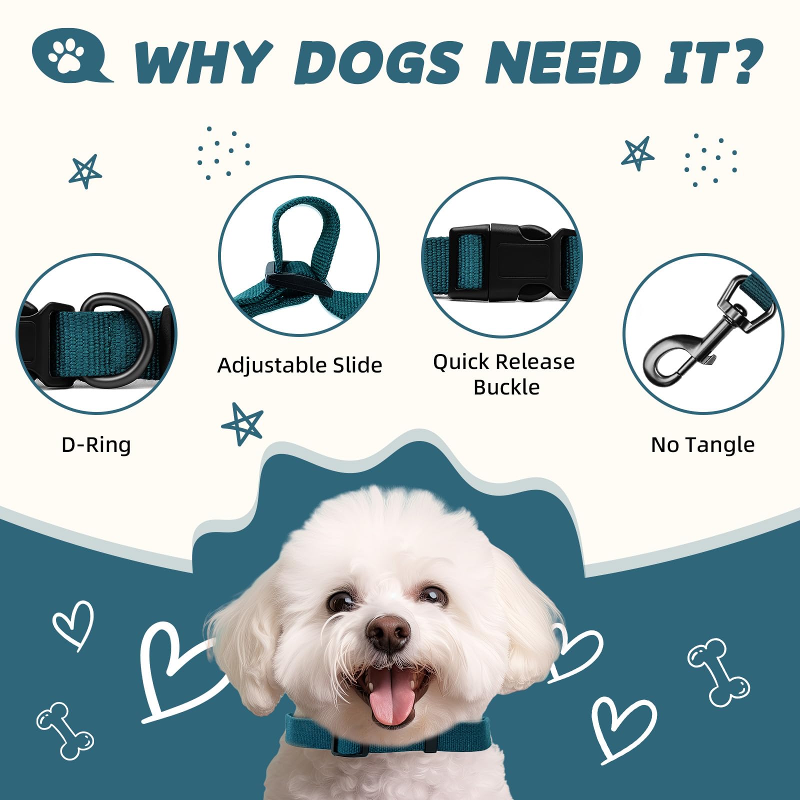 Peacock Blue Dog Collar And Leash Set For Small Dogs Soft And Breathable Of 90% Rayon From Bamboo And 10% Polyester Comfortable