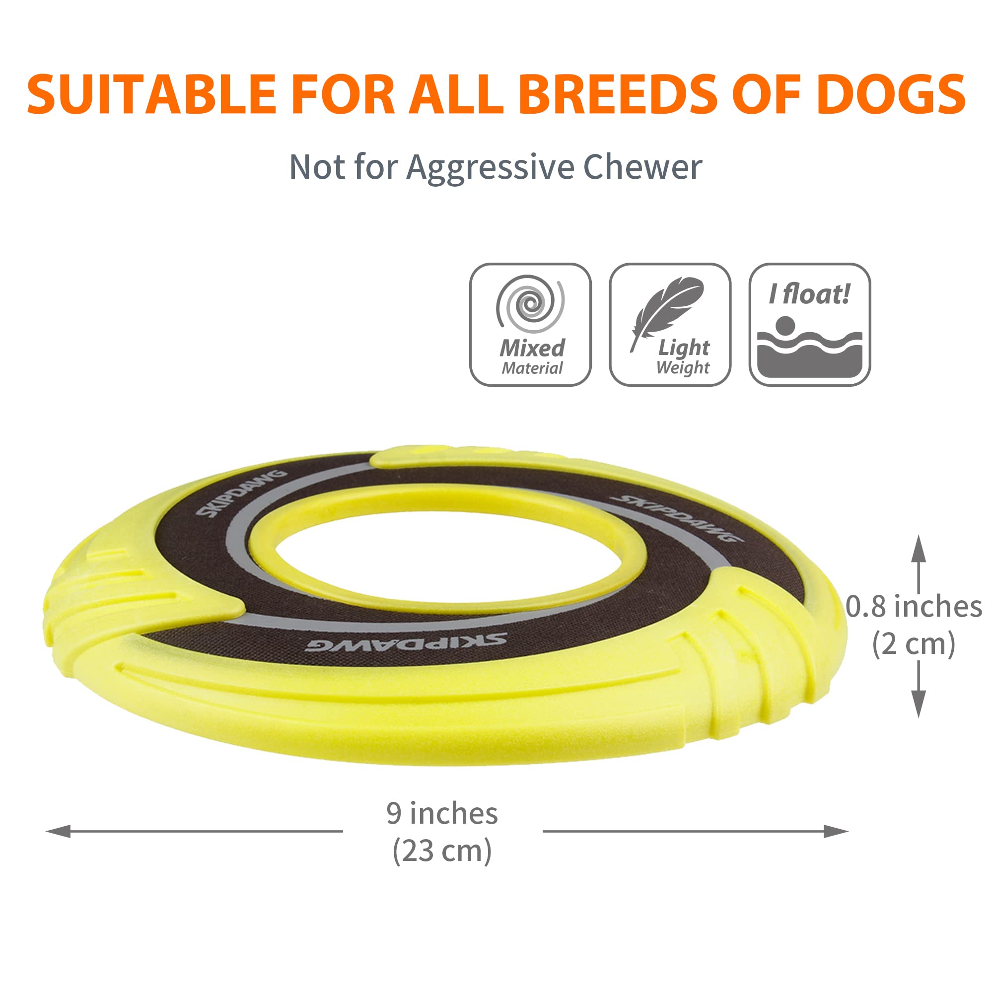 SKIPDAWG Interactive Tug Toy, Flying Disc Water Toy Non-Toxic Light TPR/Nylon Fabric, Pet Training and Outdoor Exercise Toys for