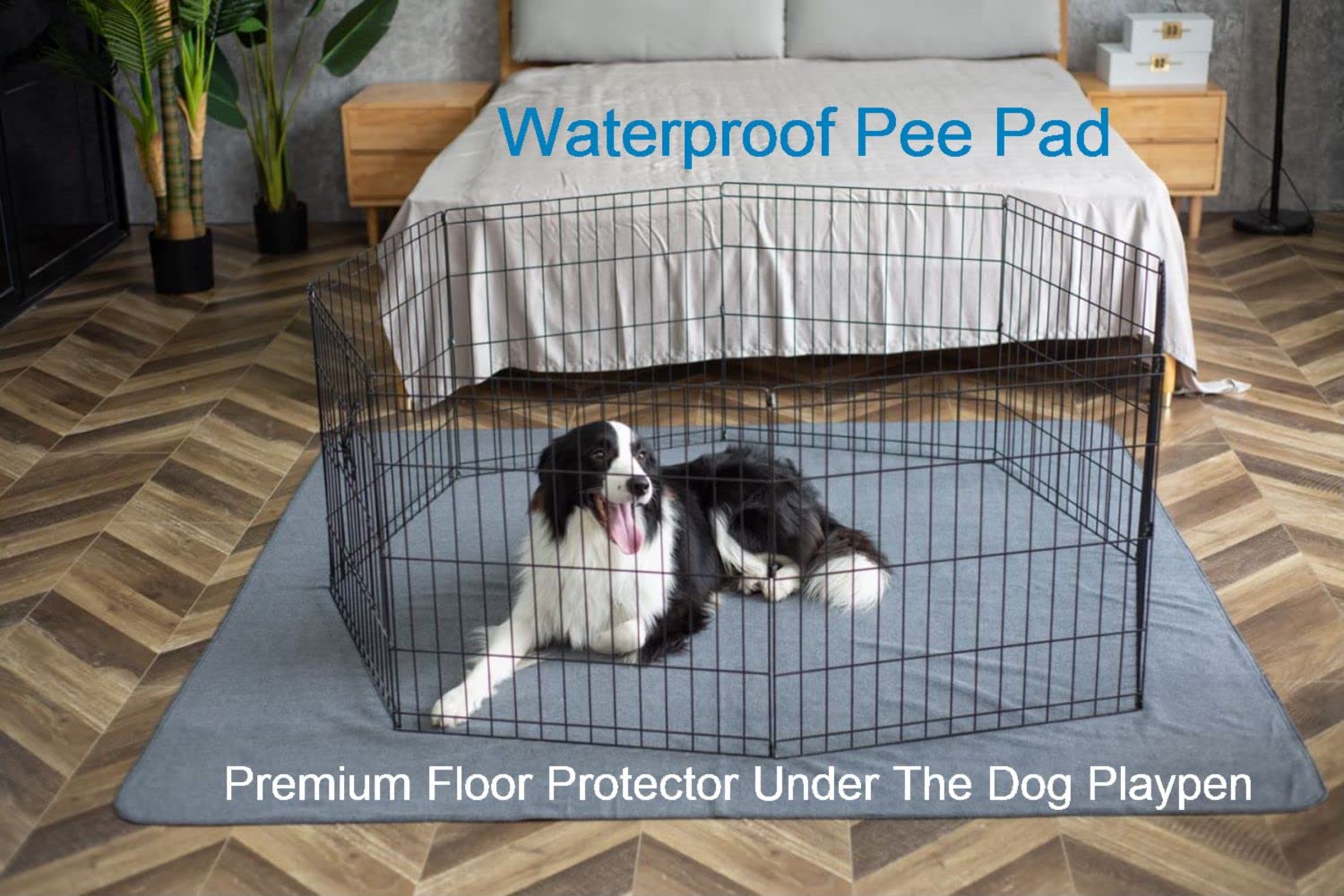 Peepeego Non-Slip Extra Large Dog Pads 72"x72", Washable Polar Fleece, Gray, Reusable & Waterproof for Training & Housebreaking