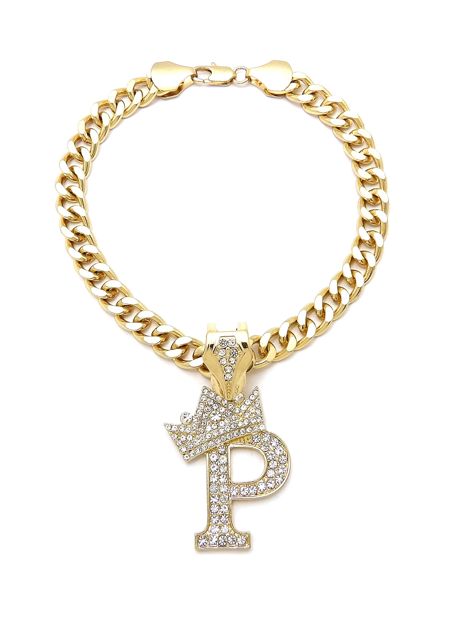 Initial Letter Cuban Chain Dog Chain Pet Chain Pet, Cat, Puppy Necklace (P, 14'')