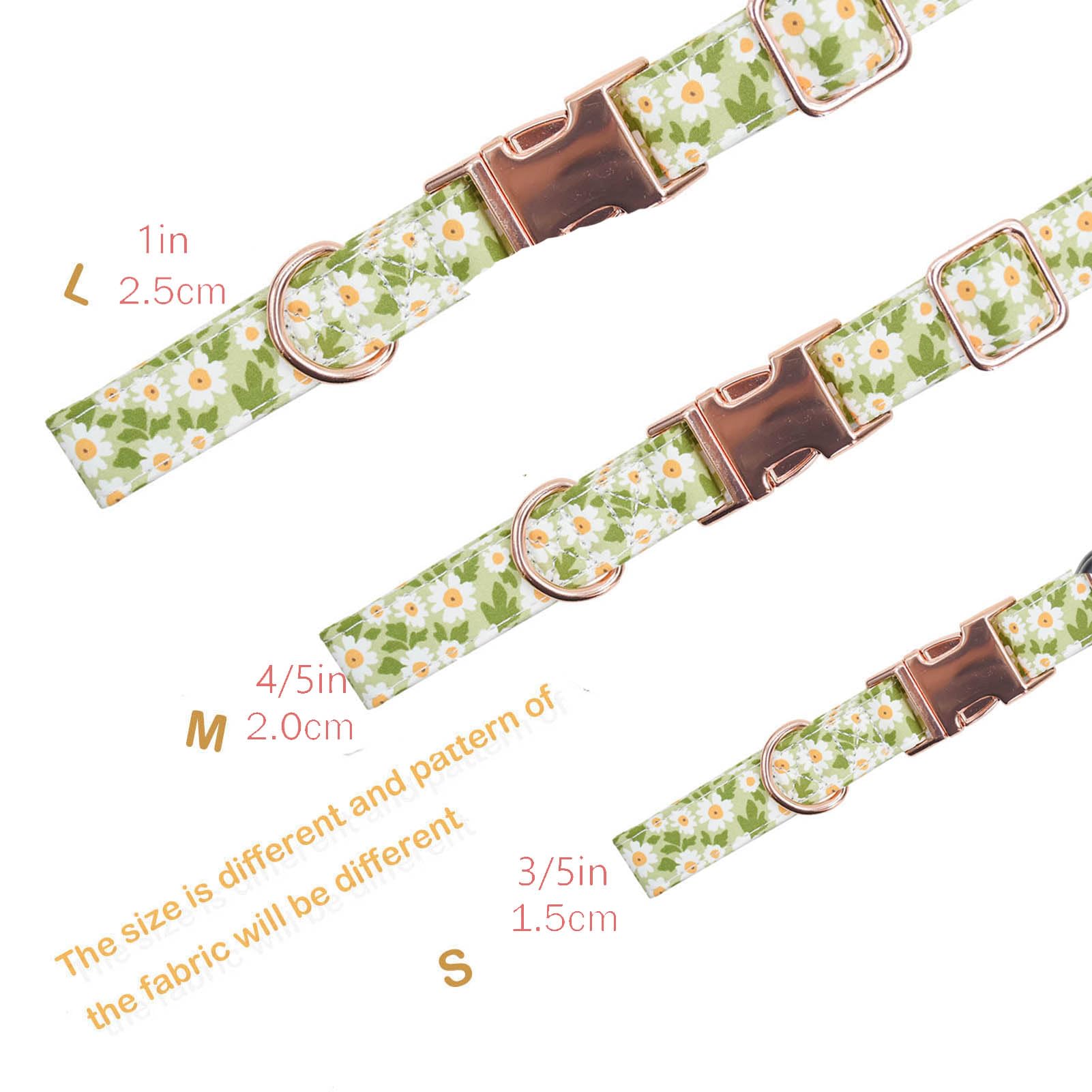Metal Buckle Dog Collar, Durable Adjustable Dog Collar Soft For Small Medium Large Dogs (003-Green Flower, L(15-23In)