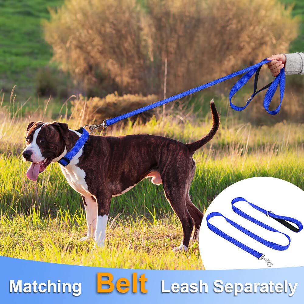 Taglory Reflective Adjustable Dog Collars For Puppy Small Medium Large Dogs, Thin Nylon Webbing And Quick Release Plastic Buckle(Royal Blue,Large)