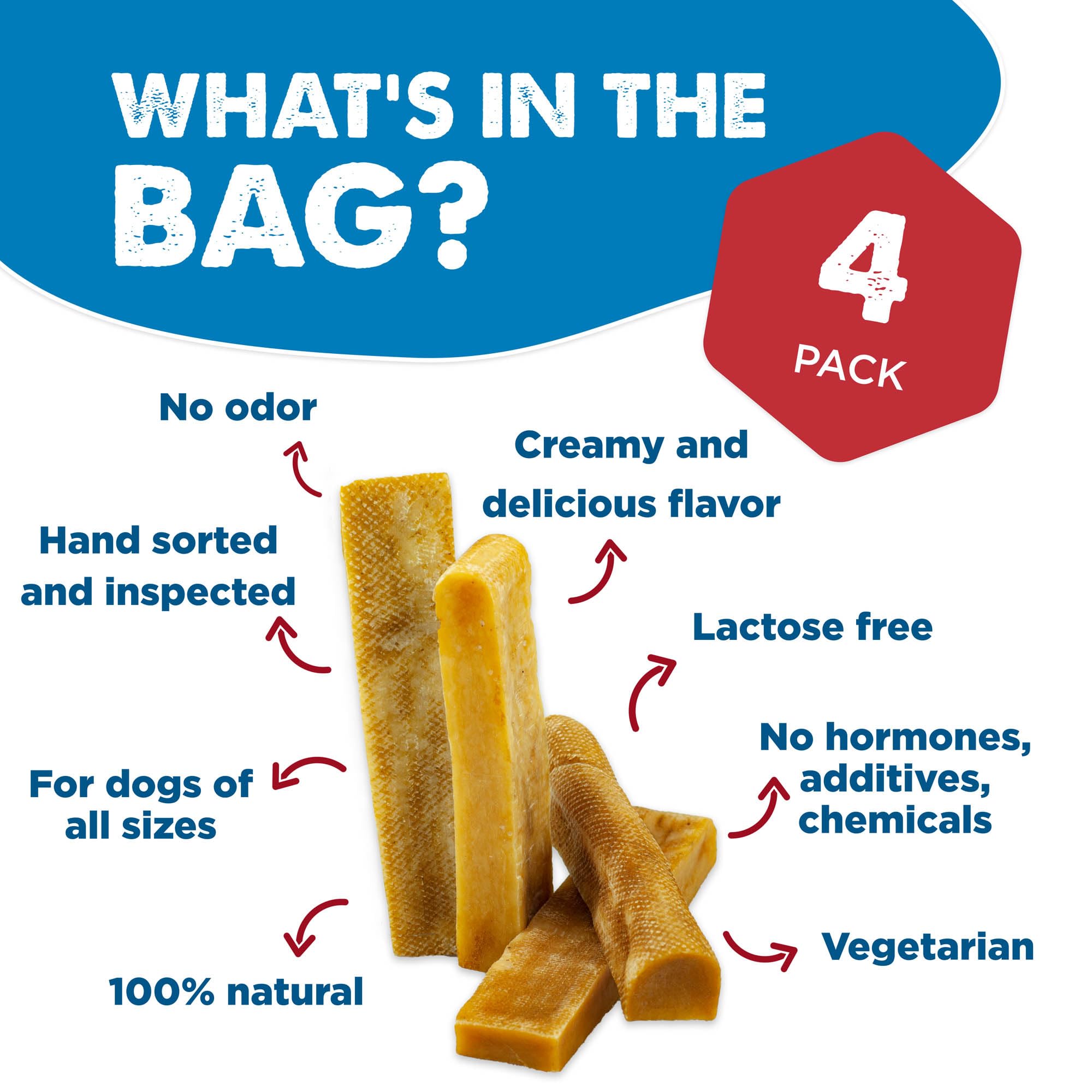 All-Natural USA Baked & Packed Himalayan Yak Cheese for Dogs - Vegetarian & Lactose Free - Fully Digestible, Long-Lasting Chews