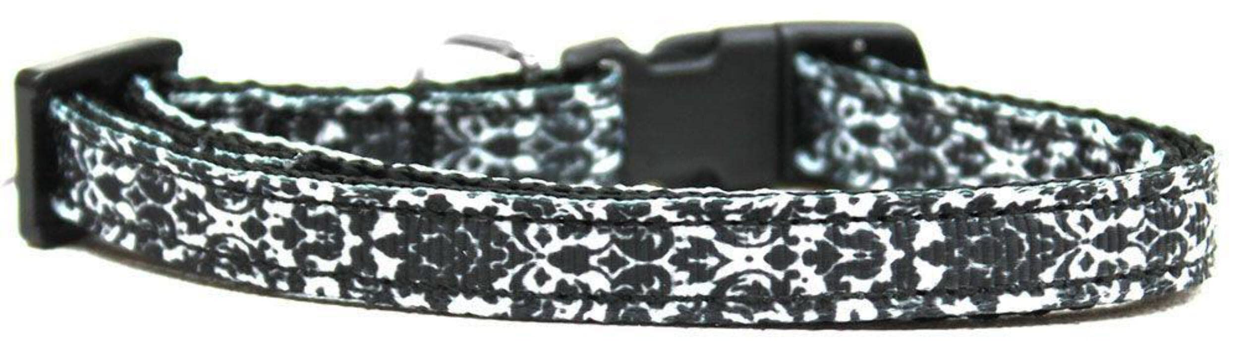 Pet Dog & Cat Nylon Collar or Leash, "Fancy Black and White" Cat Safety Collar
