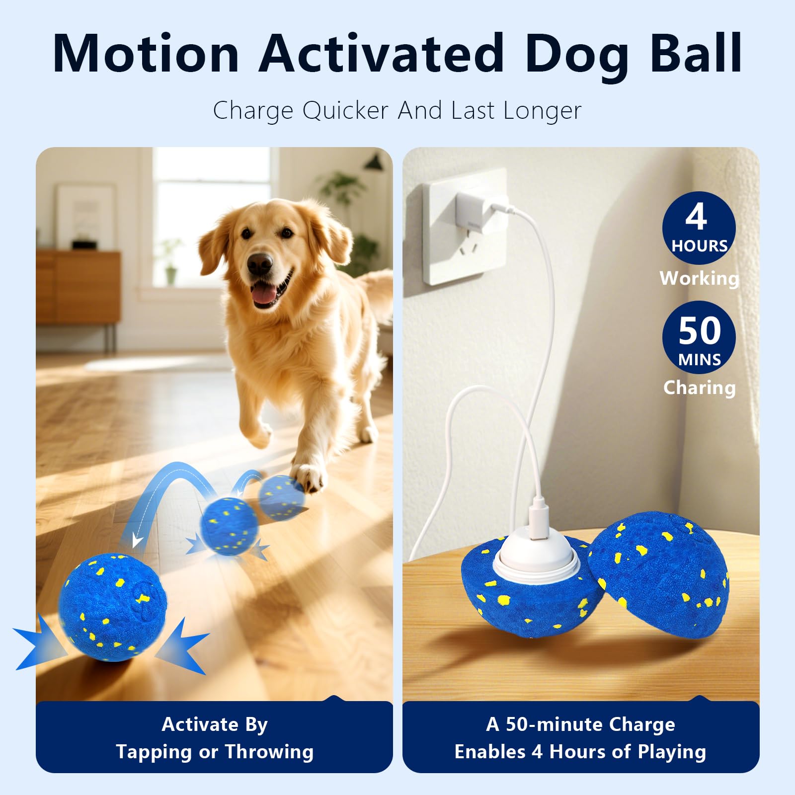 Zuykjeagle Interactive Dog Toy Ball - Smart Electric, Water Resistant, Medium Size, Blue - Model ZNGQ for Active Dogs