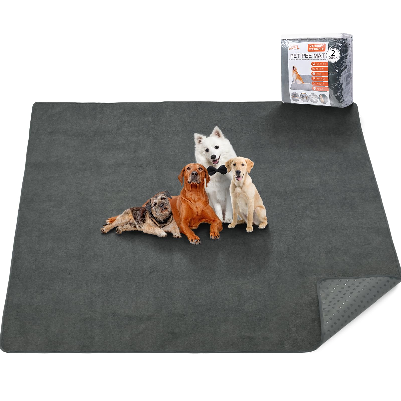 Washable Pee Pads For Dogs, 48X60 Reusable Whelping Pads, Absorb Dog Mats Non-Slip Puppy Training Pads For Whelping, Potty, Trai