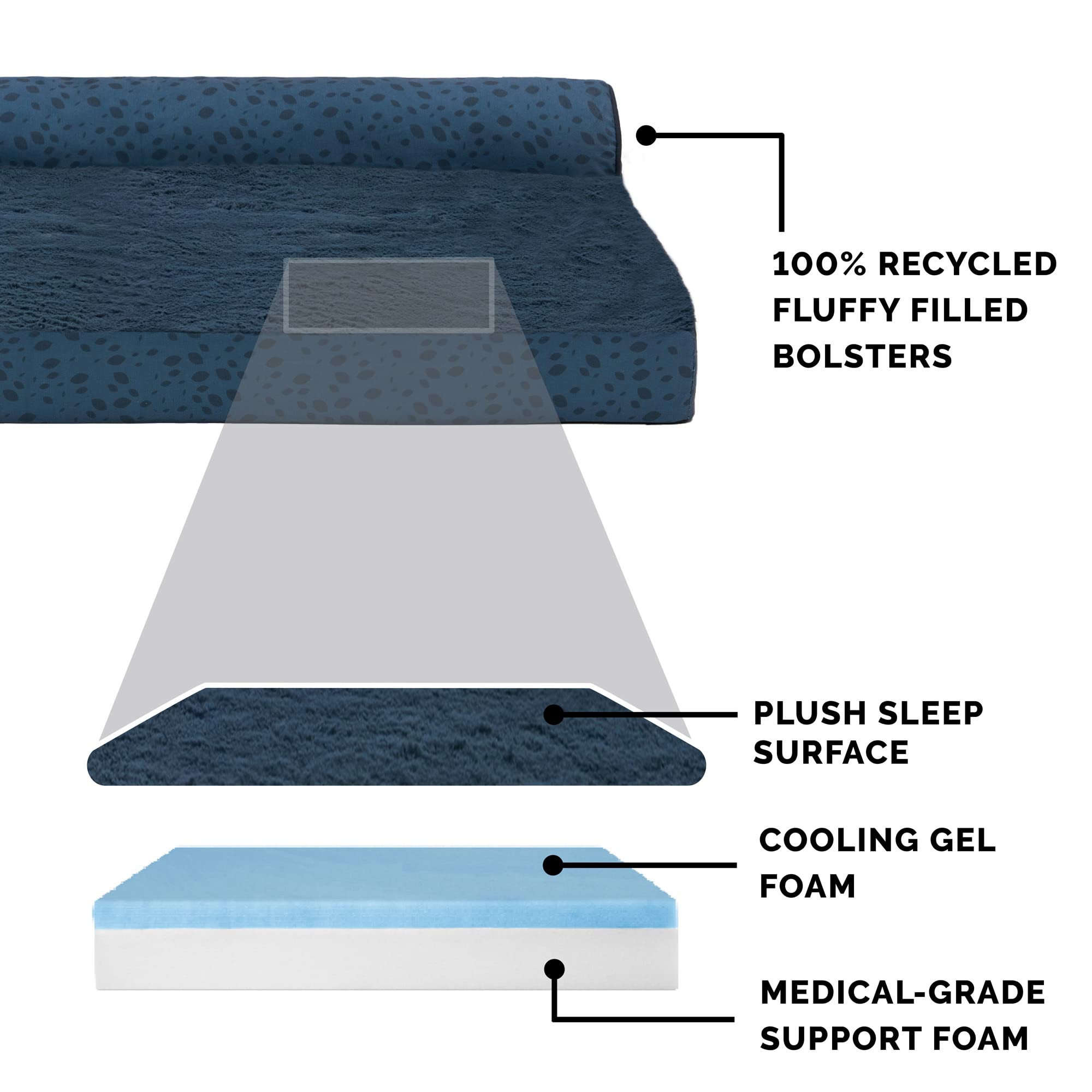 Furhaven Cooling Gel Dog Bed For Medium/Small Dogs W/ Removable Bolsters & Washable Cover, For Dogs Up To 35 Lbs - Plush & Almon