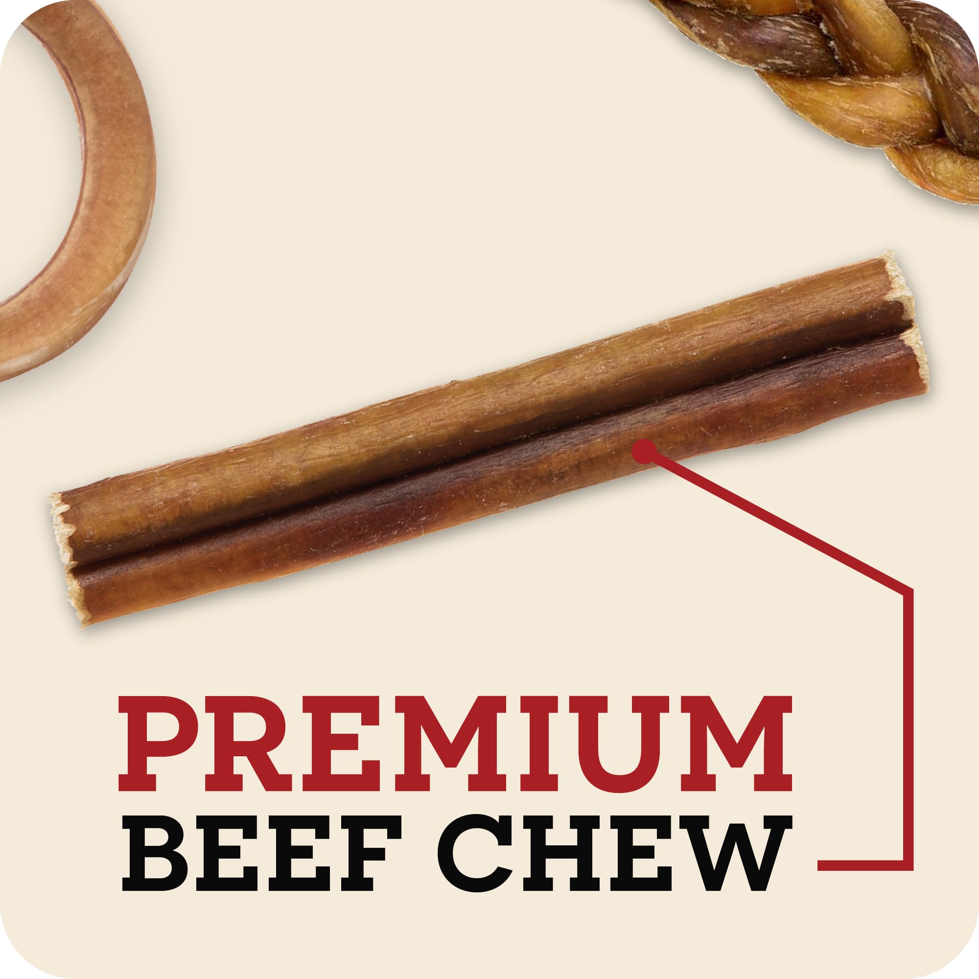 Redbarn Pet Products All-Natural 12 Braided Bully Sticks for Dogs - Premium Grain-Free & Rawhide-Free Single Ingredient Long Las