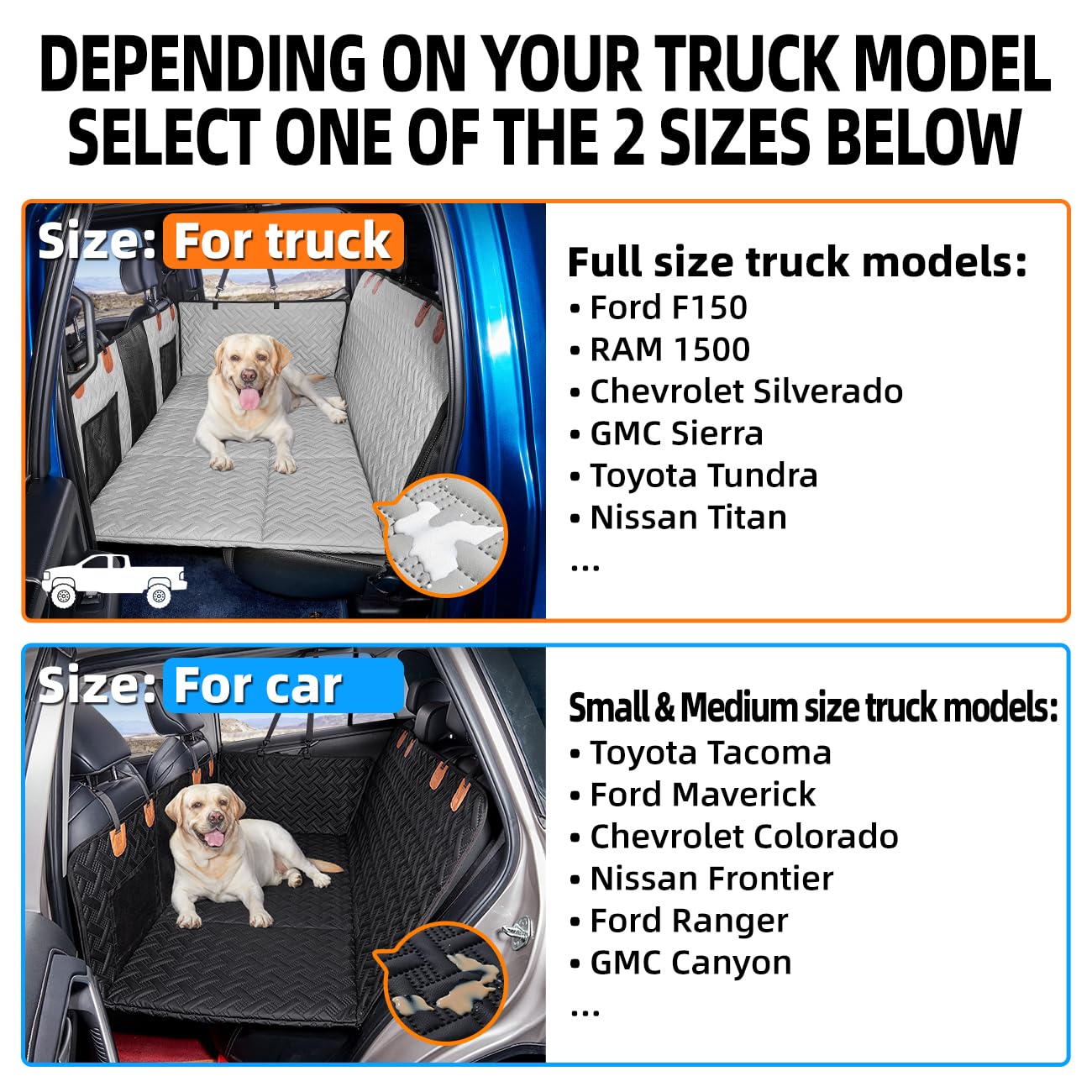 MAXFUT Dog Back Seat Extender & Hammock for Truck, Faux Leather, Gray, Model MAXFUT-01, Fits F150/RAM1500/Silverado