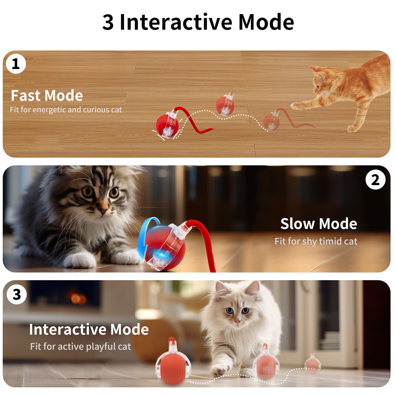 Crazydeer Interactive Cat Toy - Rechargeable Hide and Seek Play Mat with Self Rolling Ball, Blue, Model UNTG3-I001B