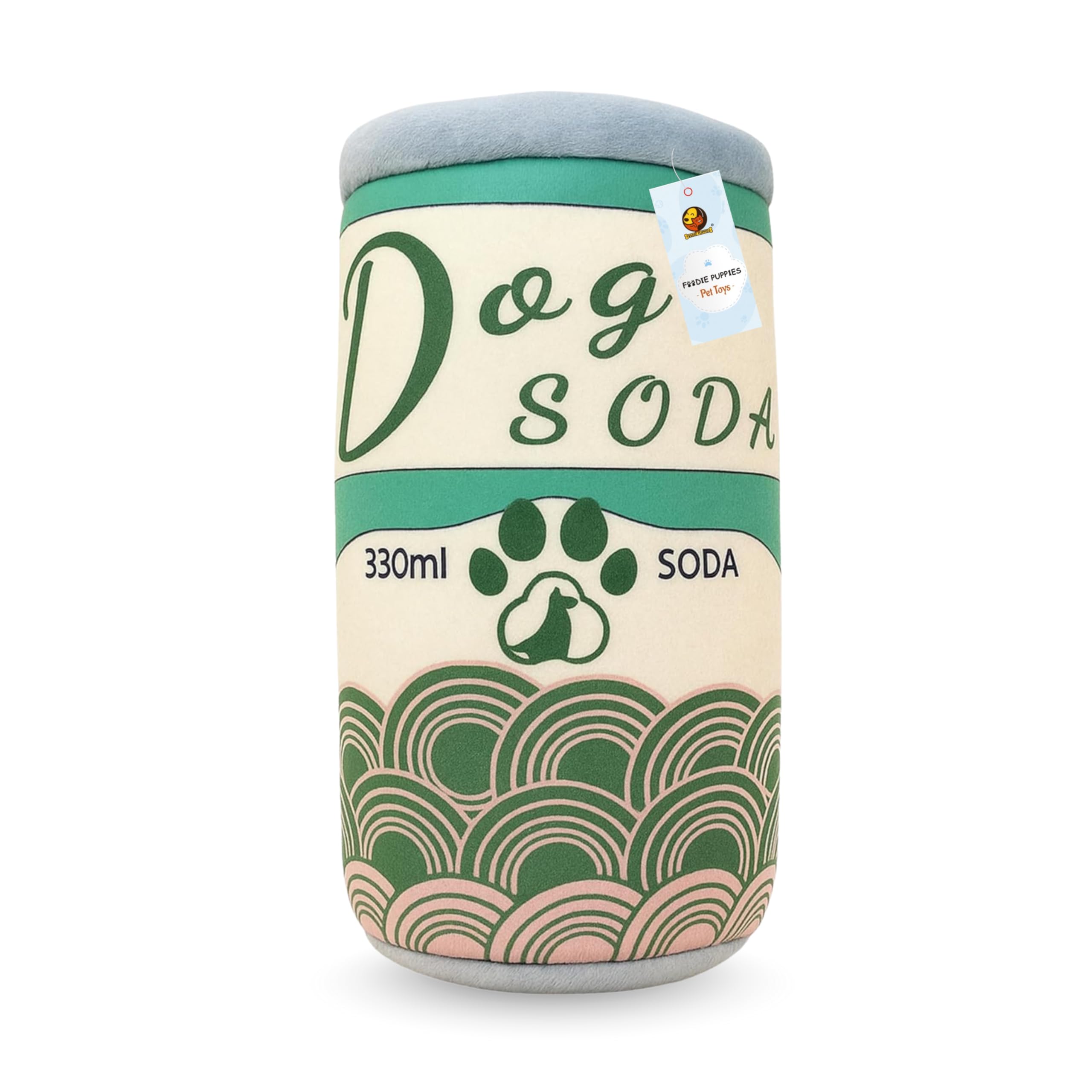 Foodie Puppies Interactive Squeaky Sound Plush Drink Toy  (Soda Cane) For Small To Medium Dogs | NonToxic, Soft, Stuffed, Teet