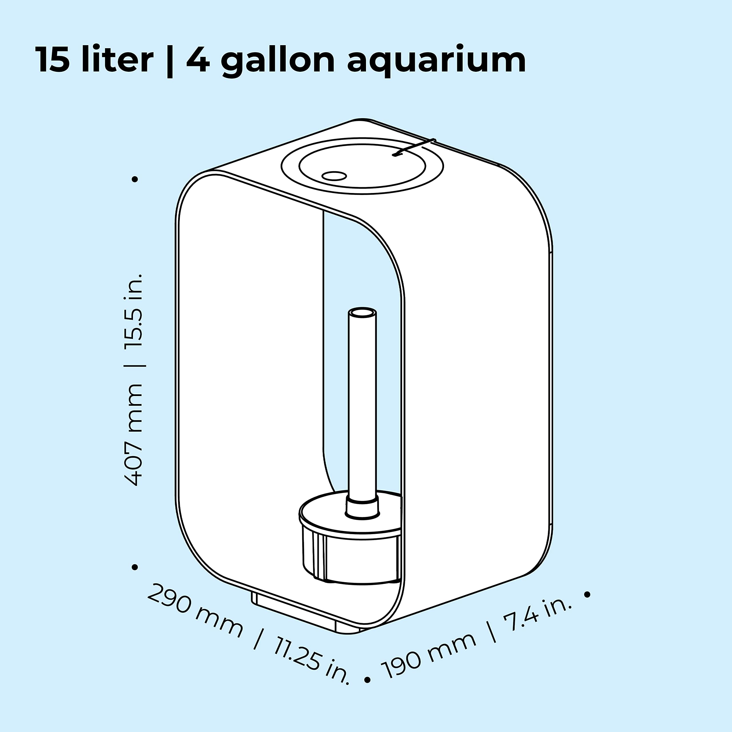 biOrb Life 15 Acrylic 4-Gallon Aquarium with White LED Lights Modern Compact Tank for Tabletop or Desktop Display, Transparent